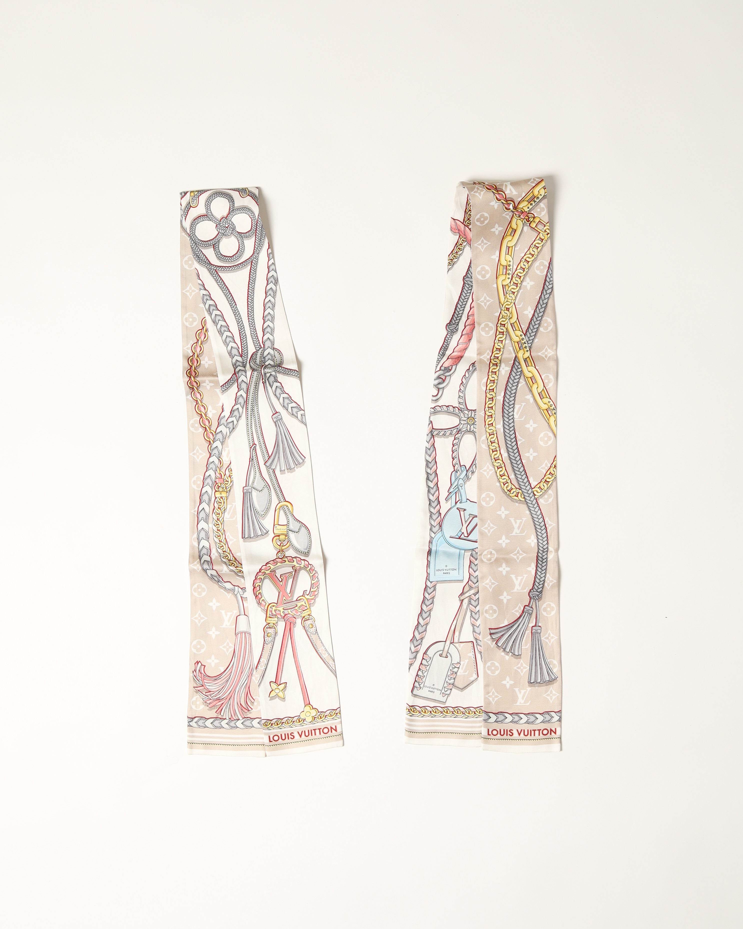 Pre-owned Louis Vuitton Bb Bandeau Silk Scarf Combo