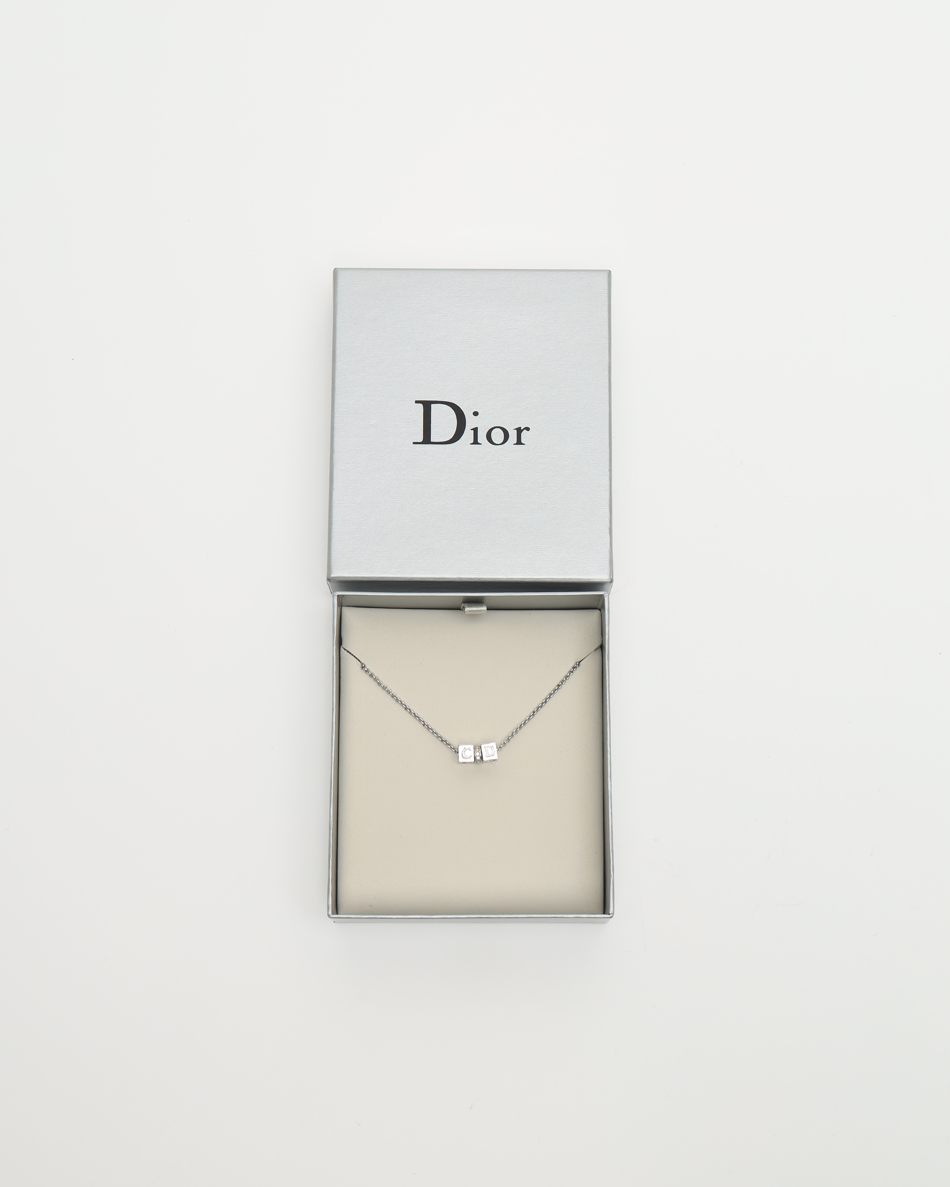 Dior Christian  Cd Cube Rhinestone Necklace