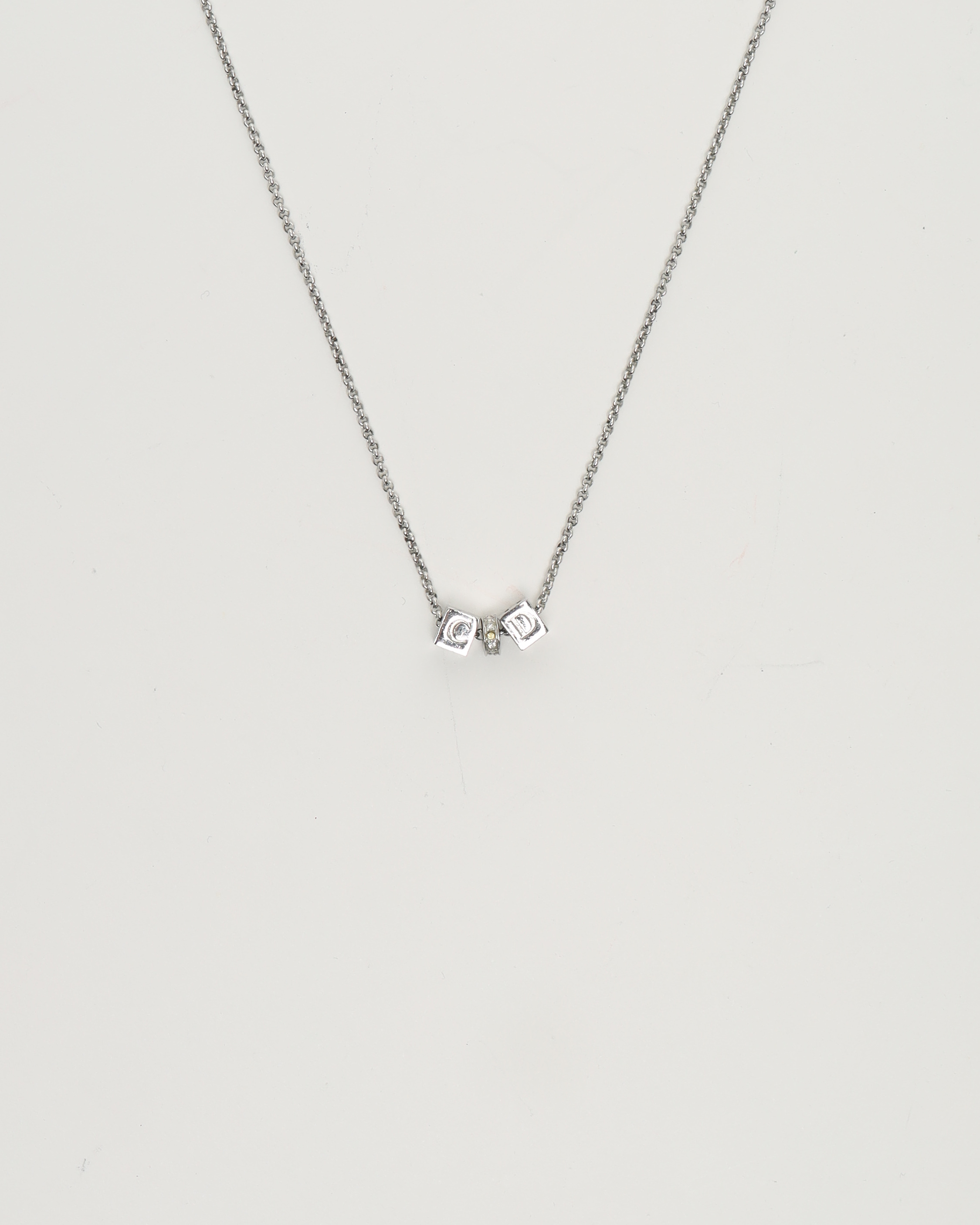 CHRISTIAN DIOR CD Cube Rhinestone Necklace