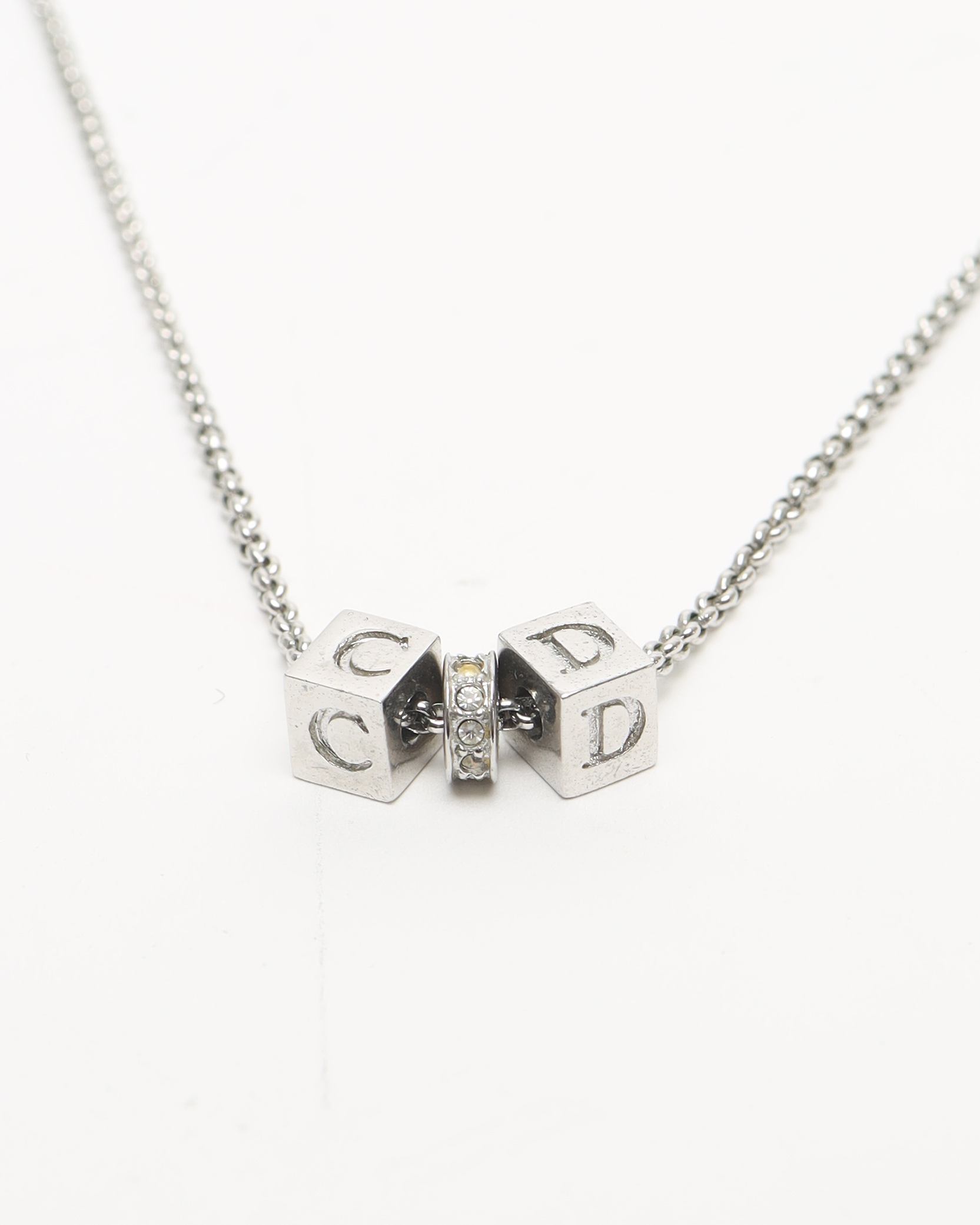 Dior Christian  Cd Cube Rhinestone Necklace