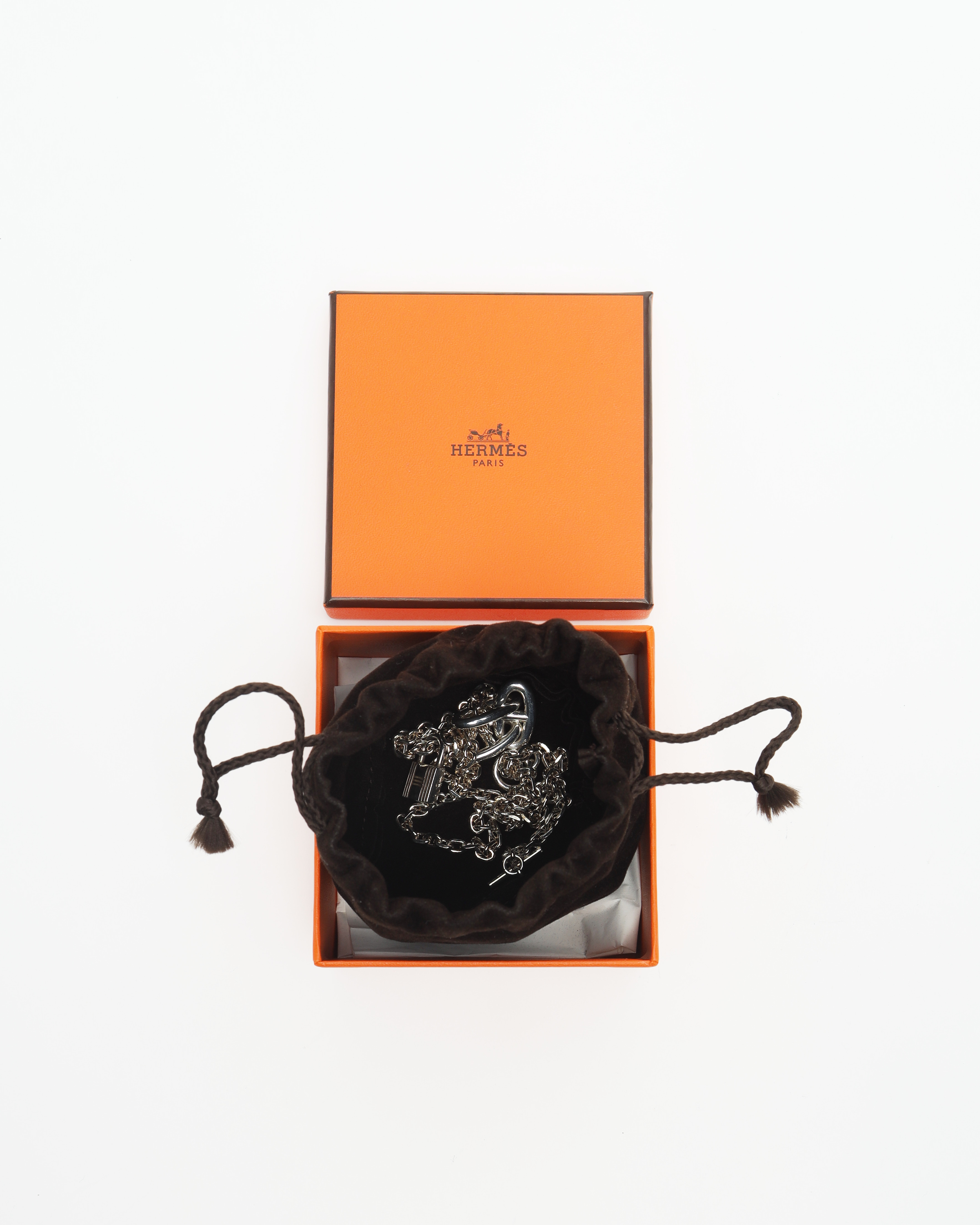 Pre-owned Hermes Hermès Amulet Kelly Silver Necklace