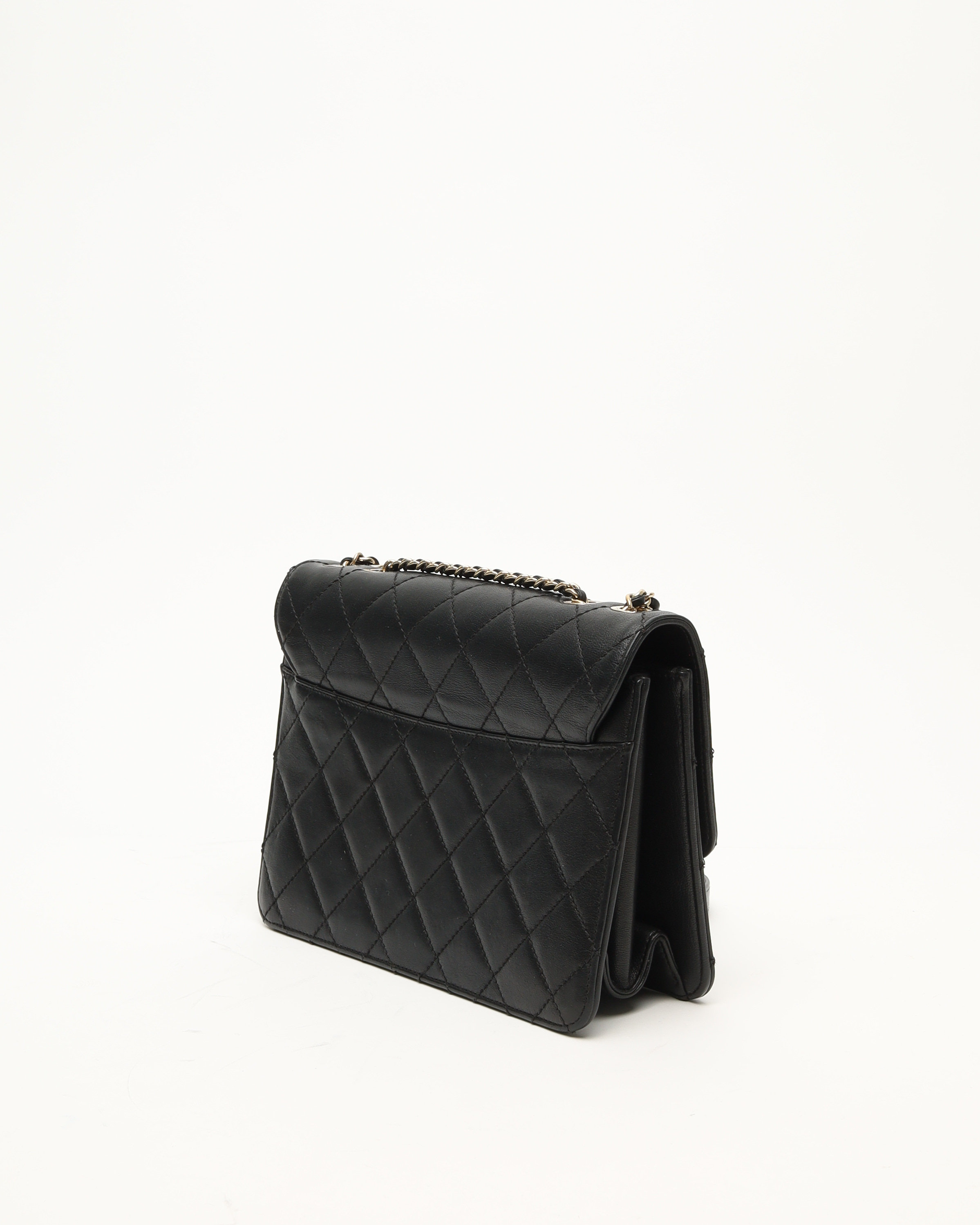 Pre-owned Chanel Classic Lock Flap Bag In Black