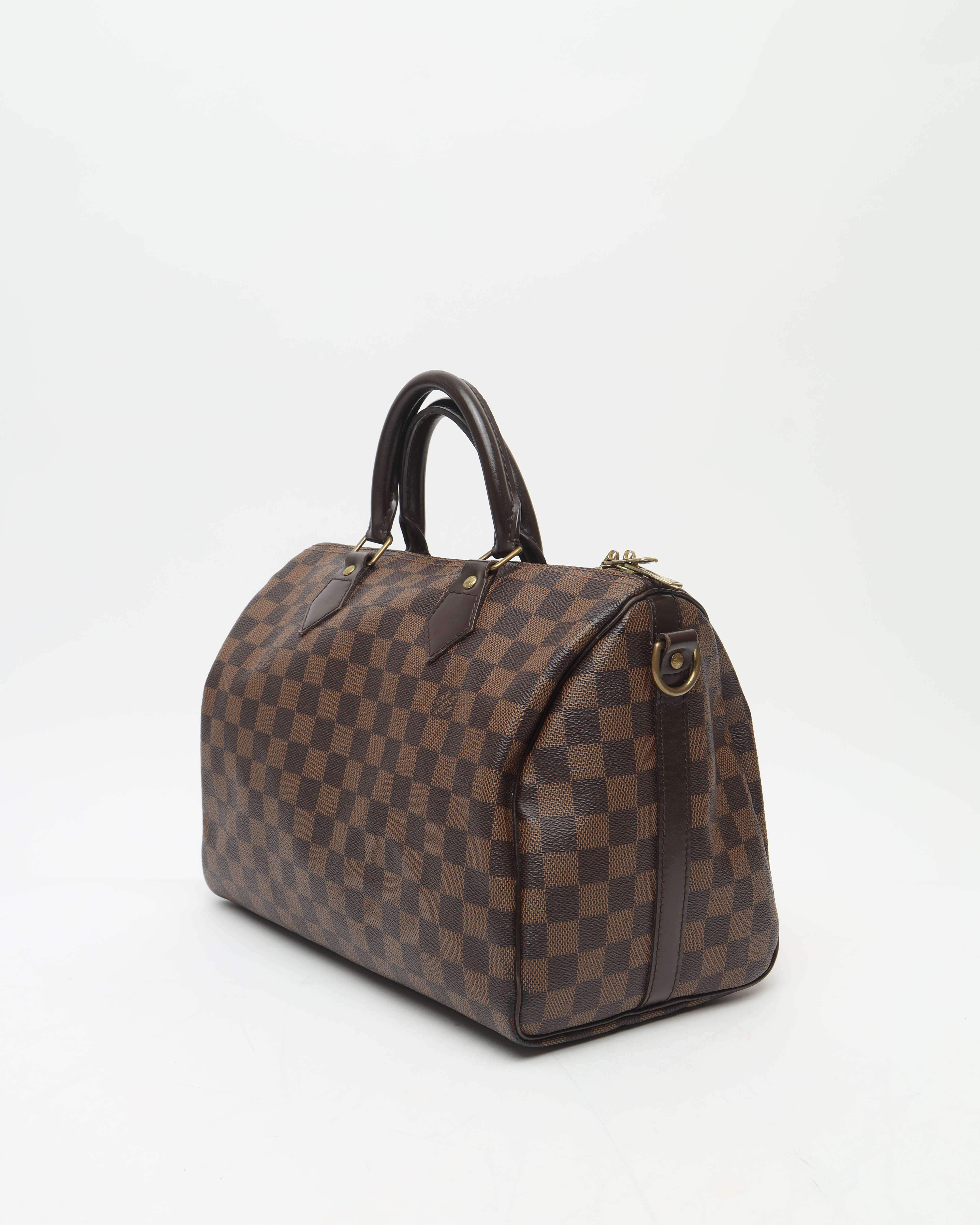 Pre-owned Louis Vuitton Damier Ebene Speedy Bandoulière 30 Bag In Brown