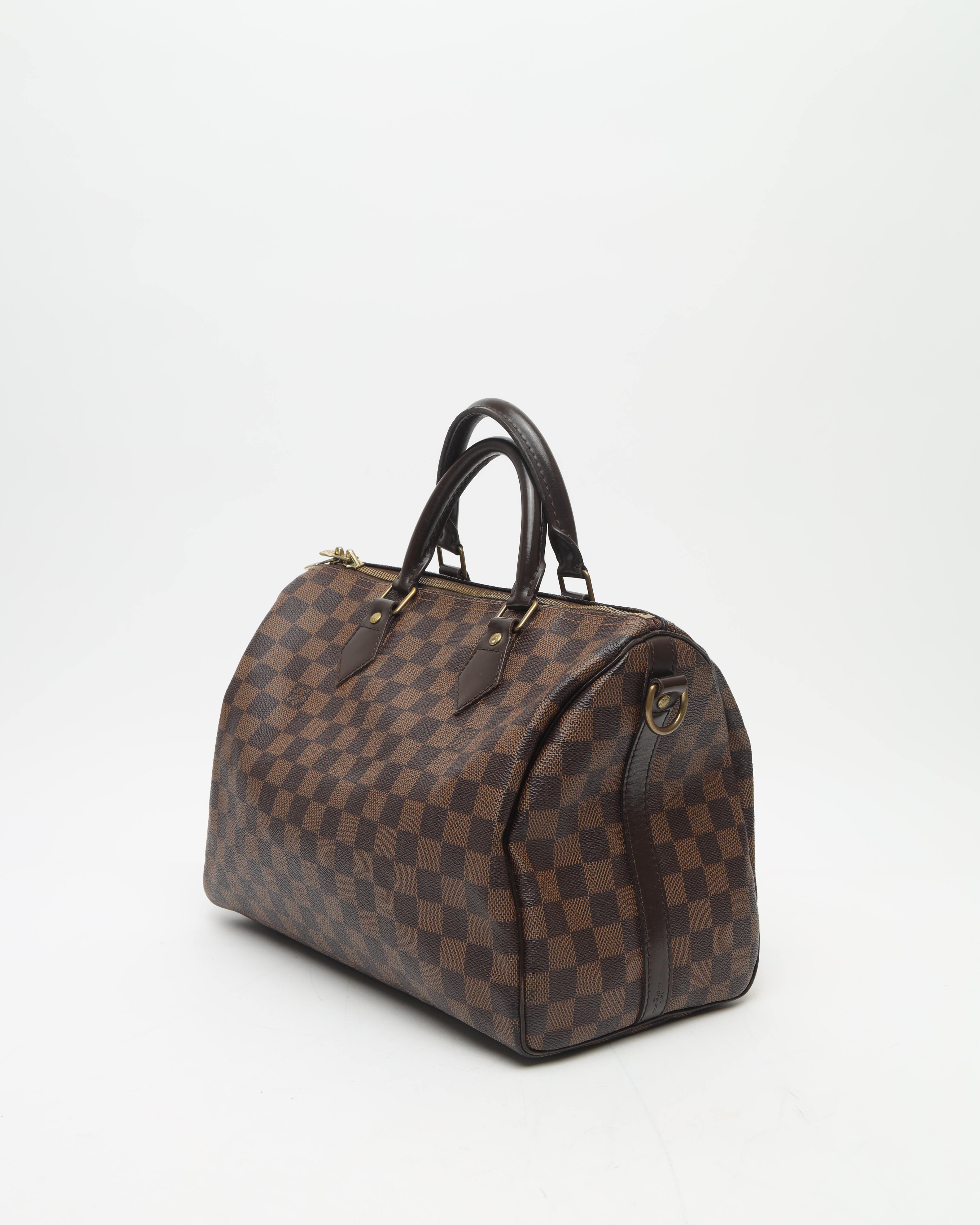 Pre-owned Louis Vuitton Damier Ebene Speedy Bandoulière 30 Bag In Brown