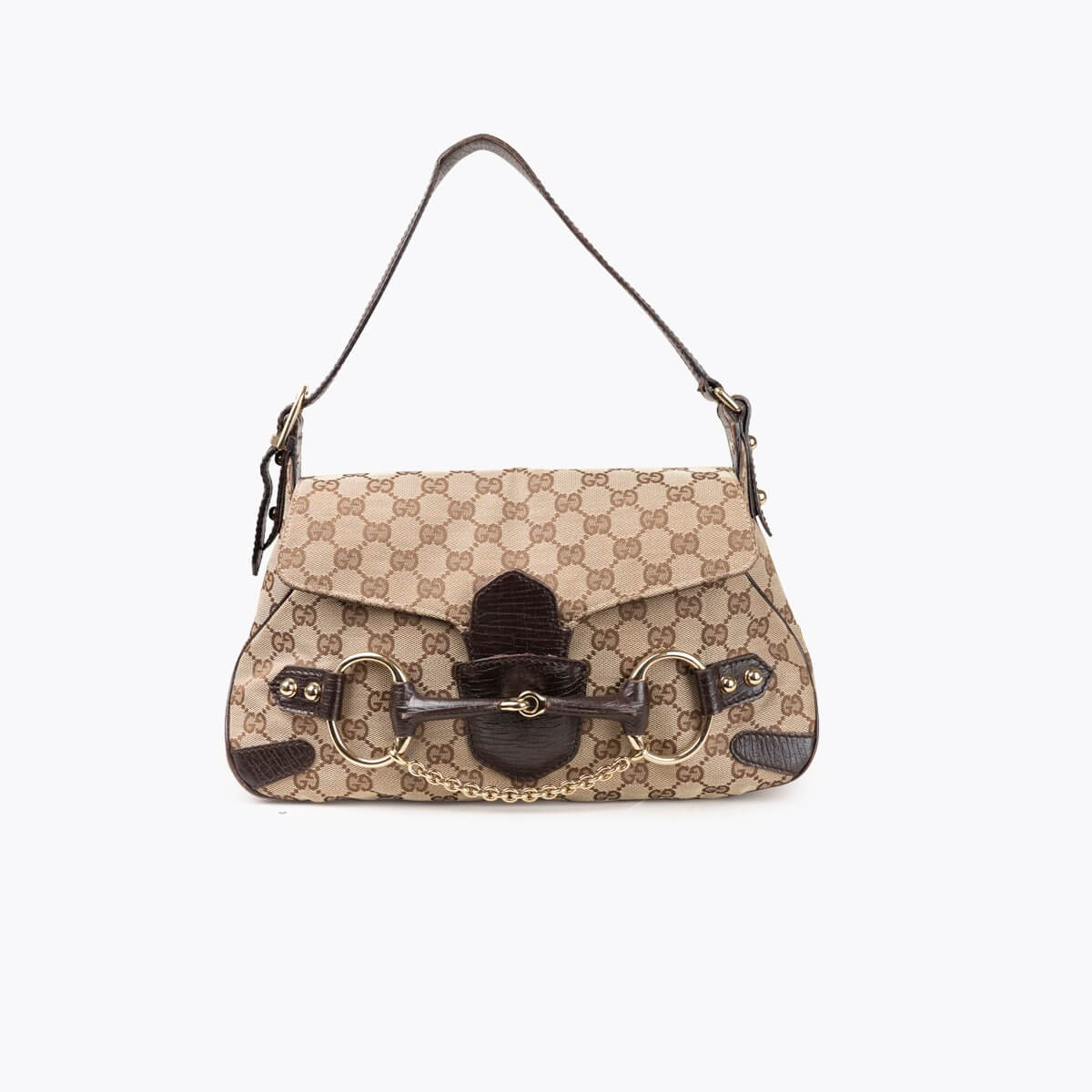 GUCCI Horsebit GG Shoulder Bag