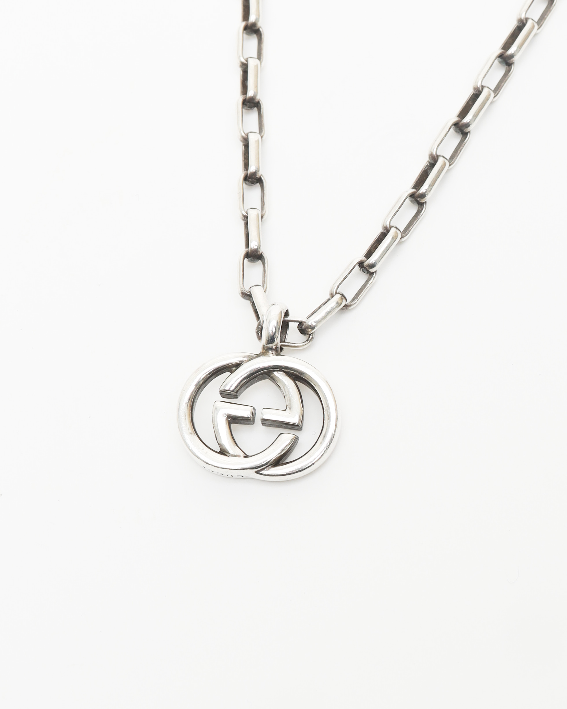 Gucci Gg Interlocking Silver Necklace