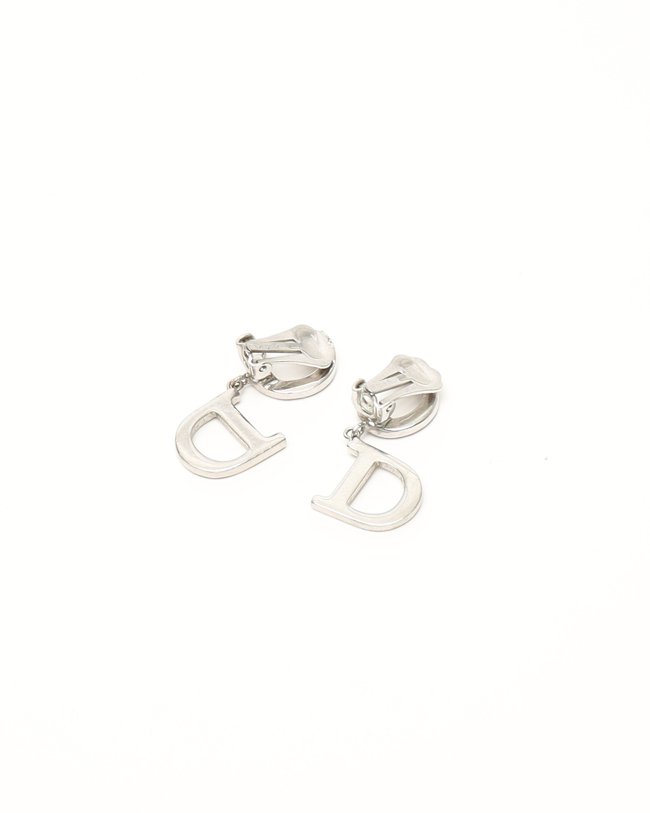 DIOR CHRISTIAN DIOR CD RHINESTONE CLIP-ON EARRINGS