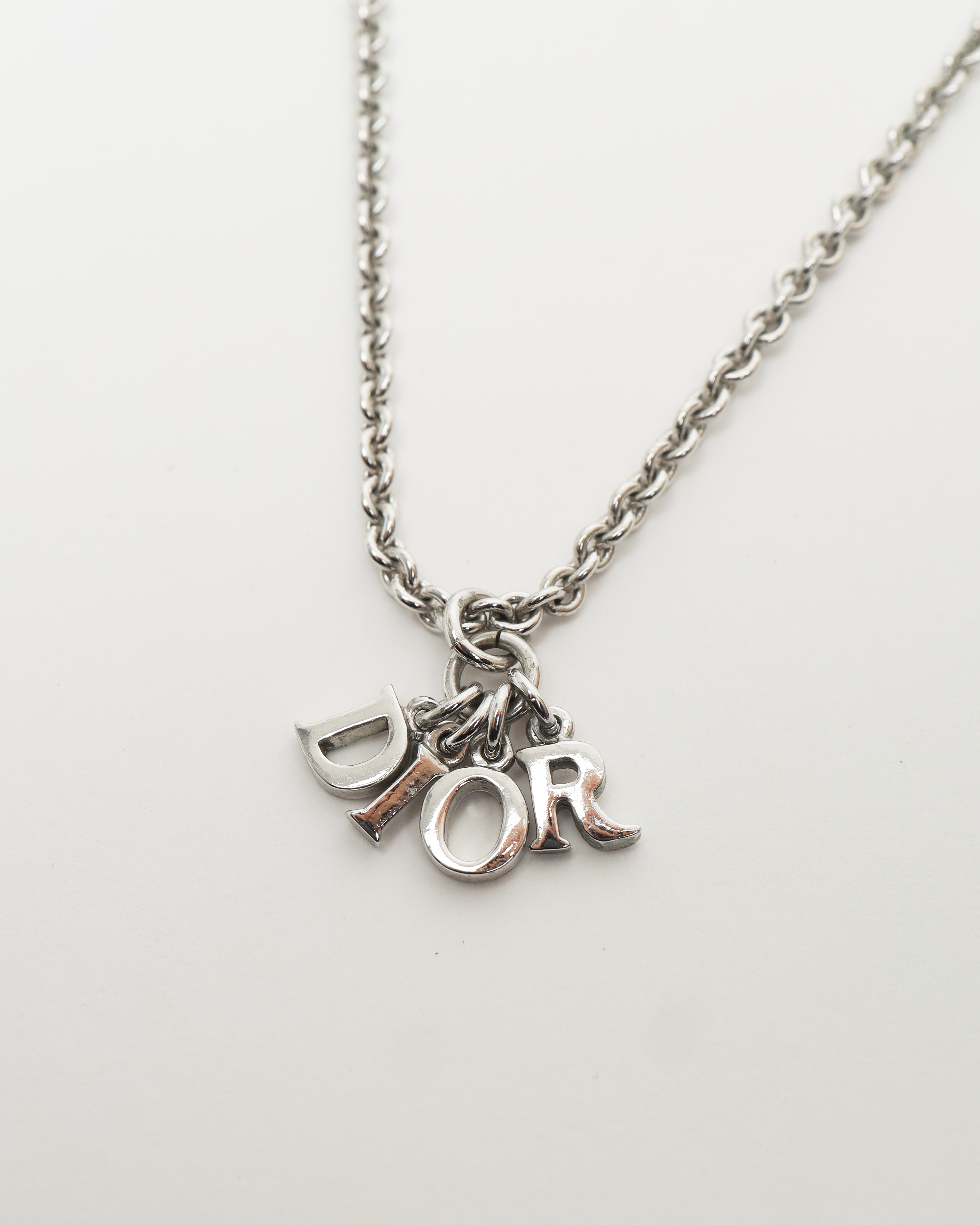 Dior Christian Logo Charm Necklace