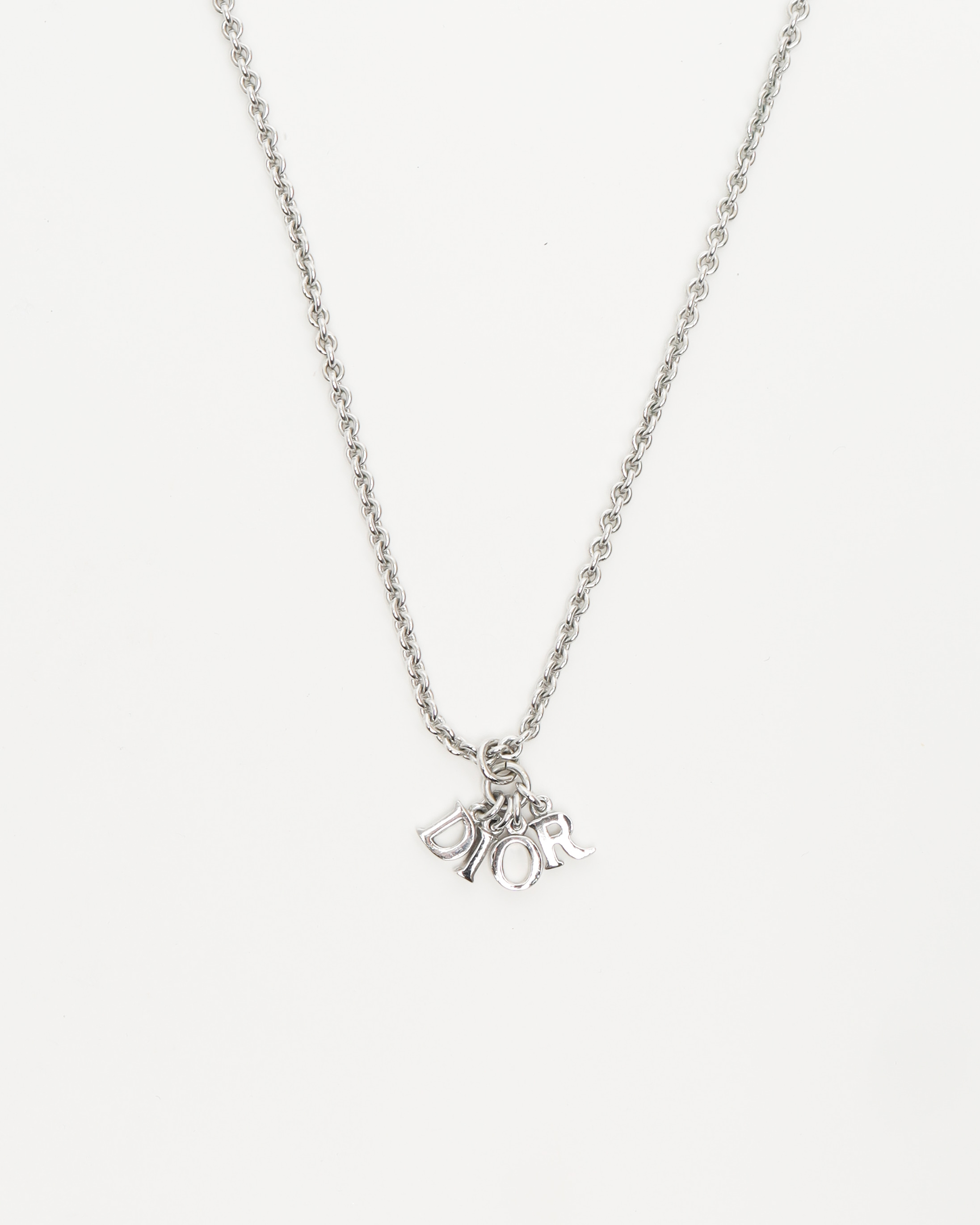 Dior Christian Logo Charm Necklace