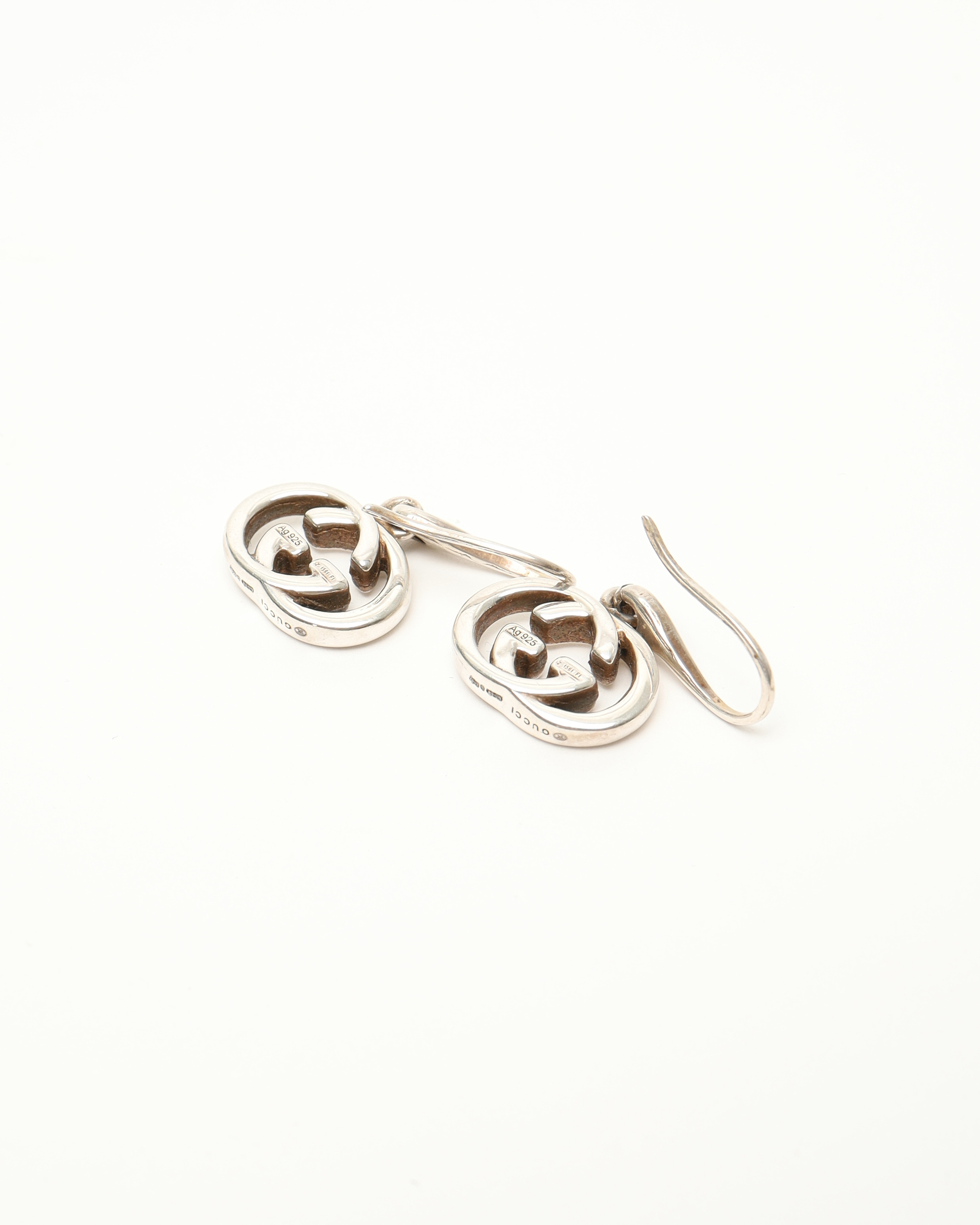 Gucci Interlocking G Silver Dangling Earrings