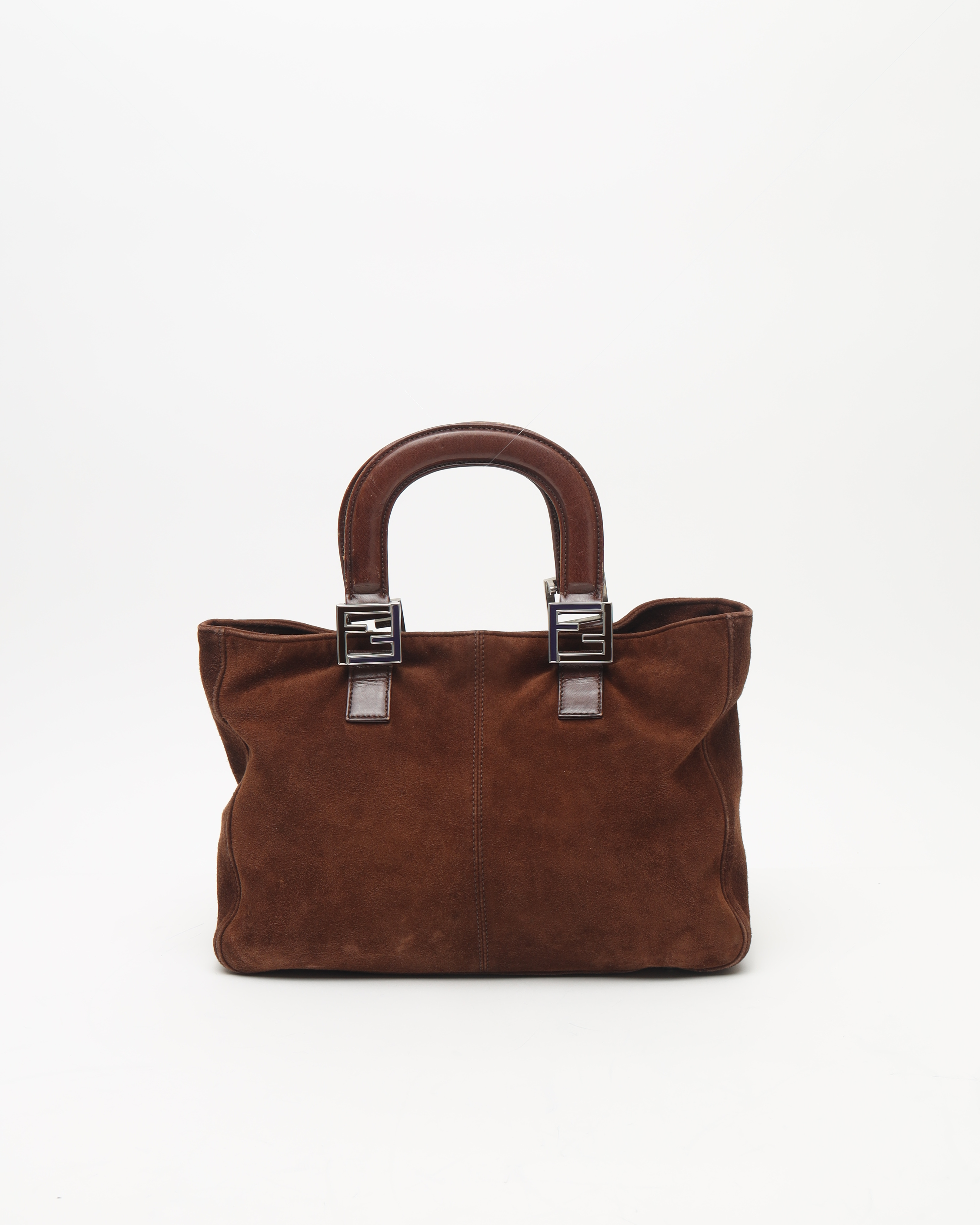 Fendi Suede Ff Handbag In Brown