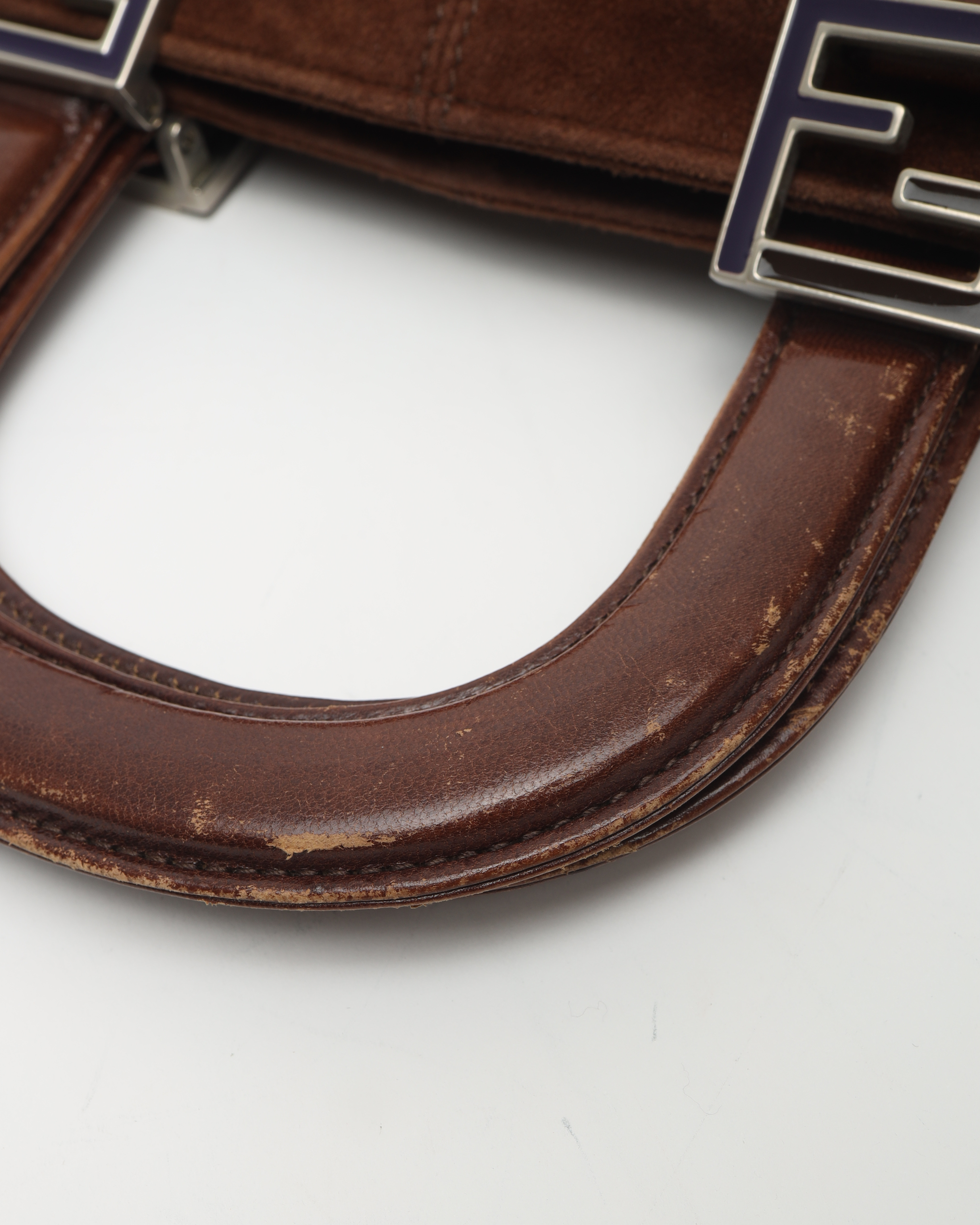 Fendi Suede Ff Handbag In Brown