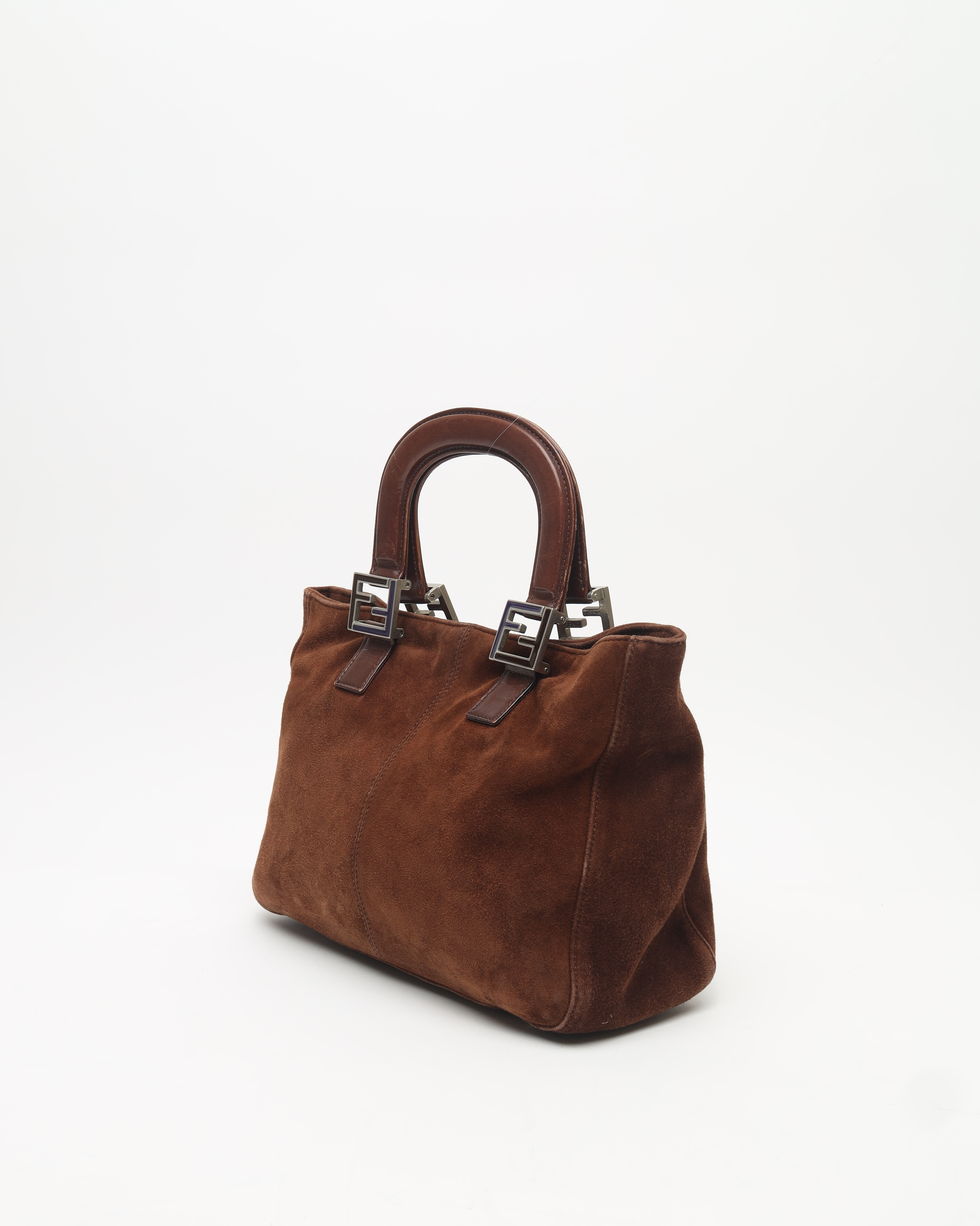 Fendi Suede Ff Handbag In Brown