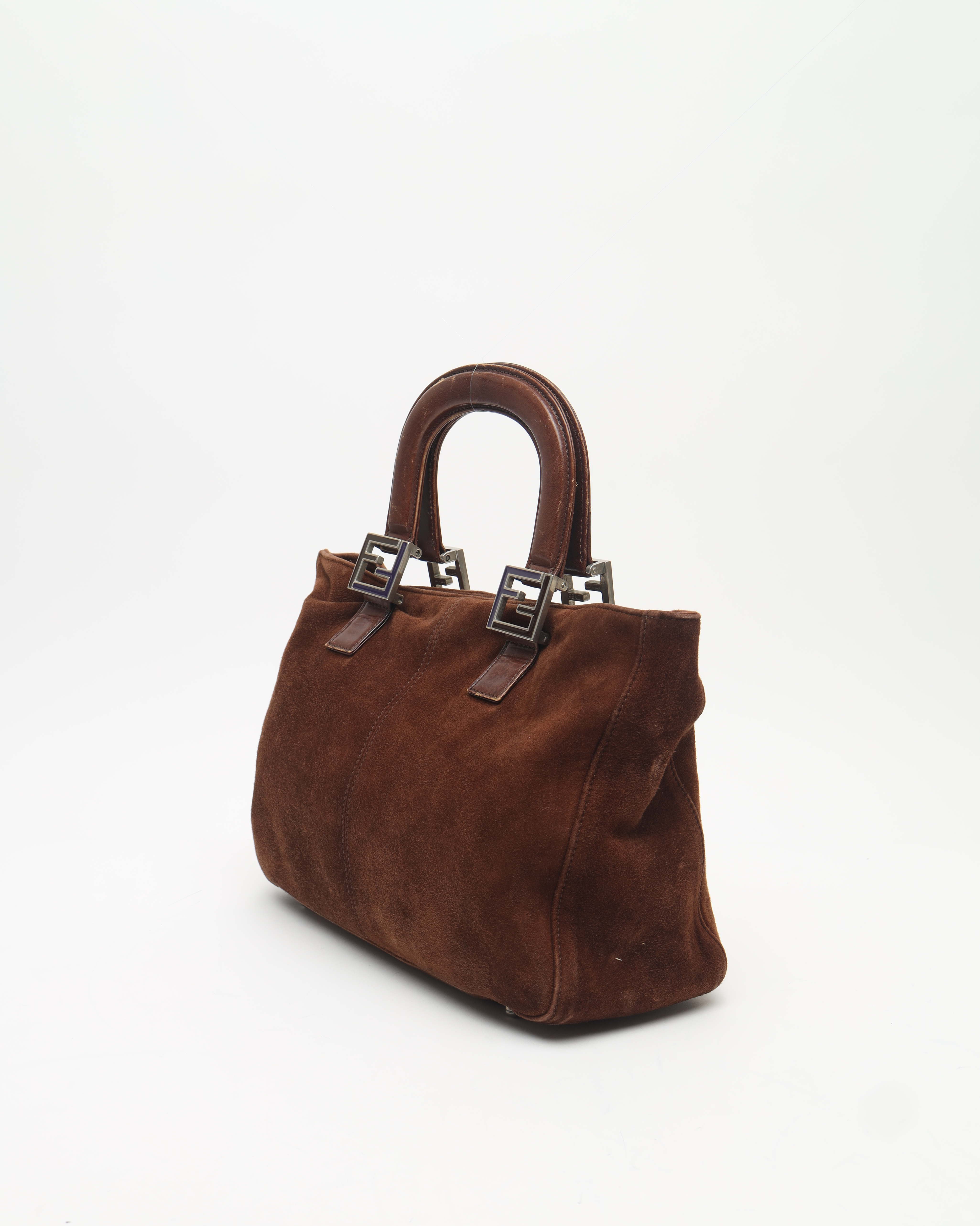Fendi Suede Ff Handbag In Brown
