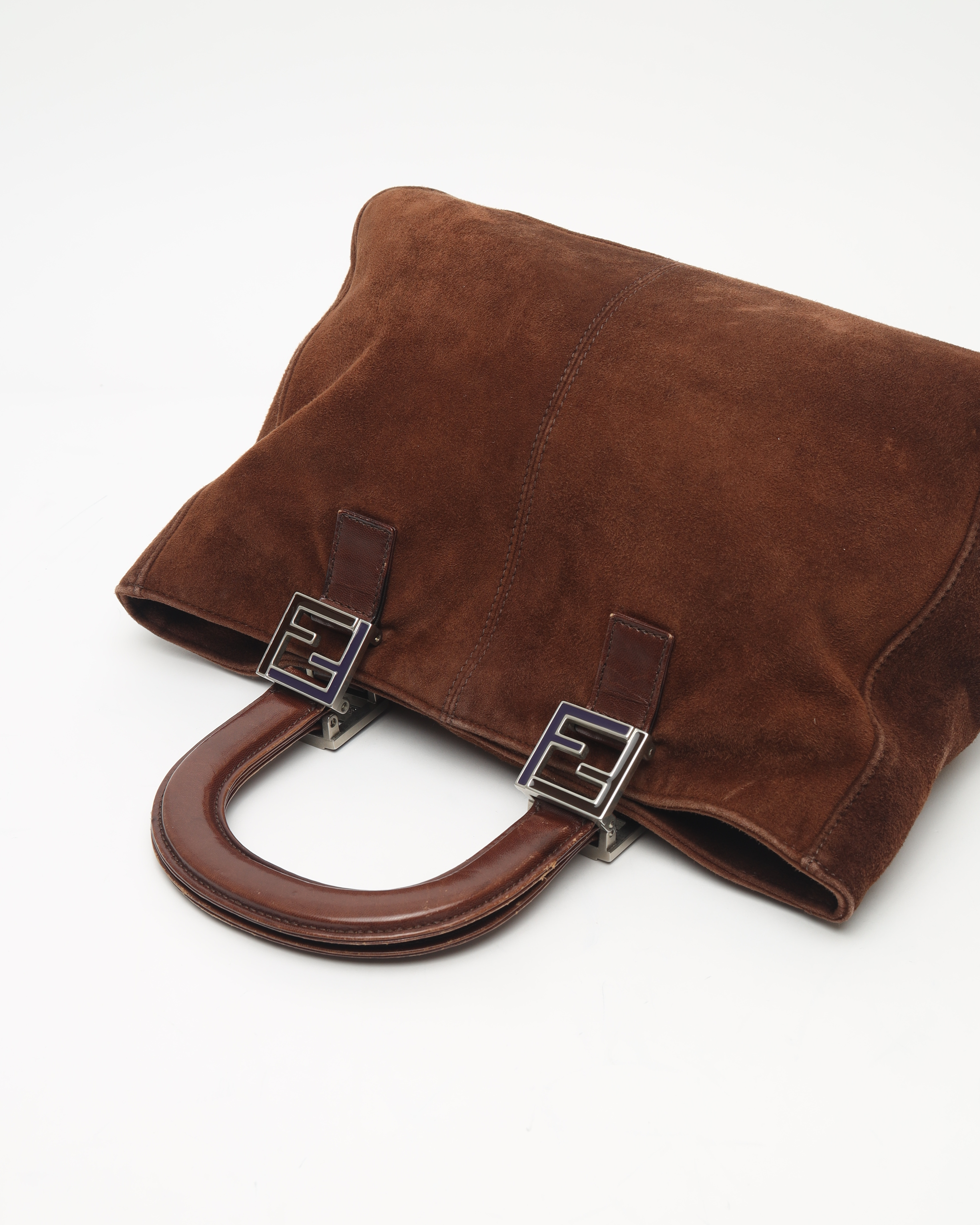Fendi Suede Ff Handbag In Brown
