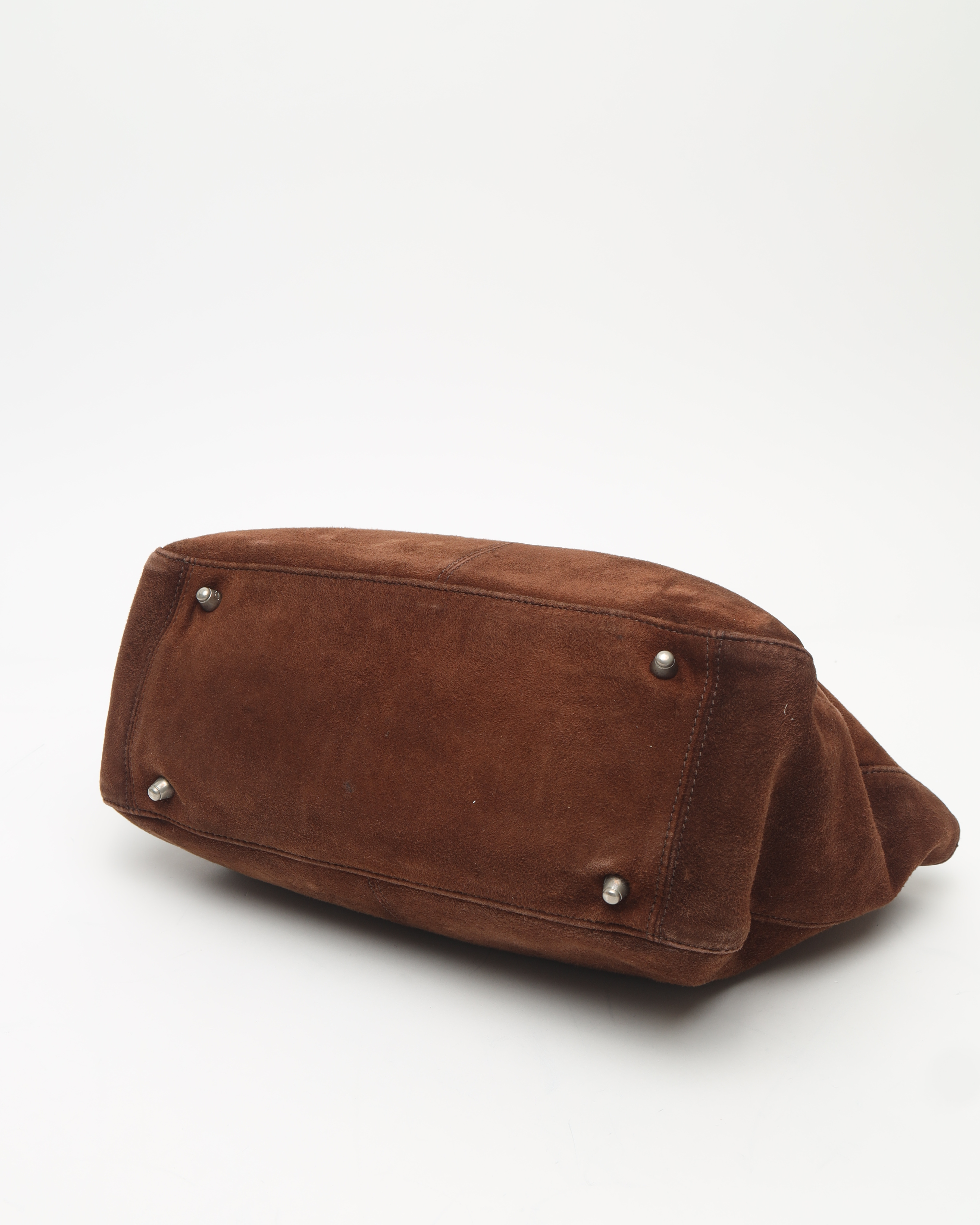 Fendi Suede Ff Handbag In Brown