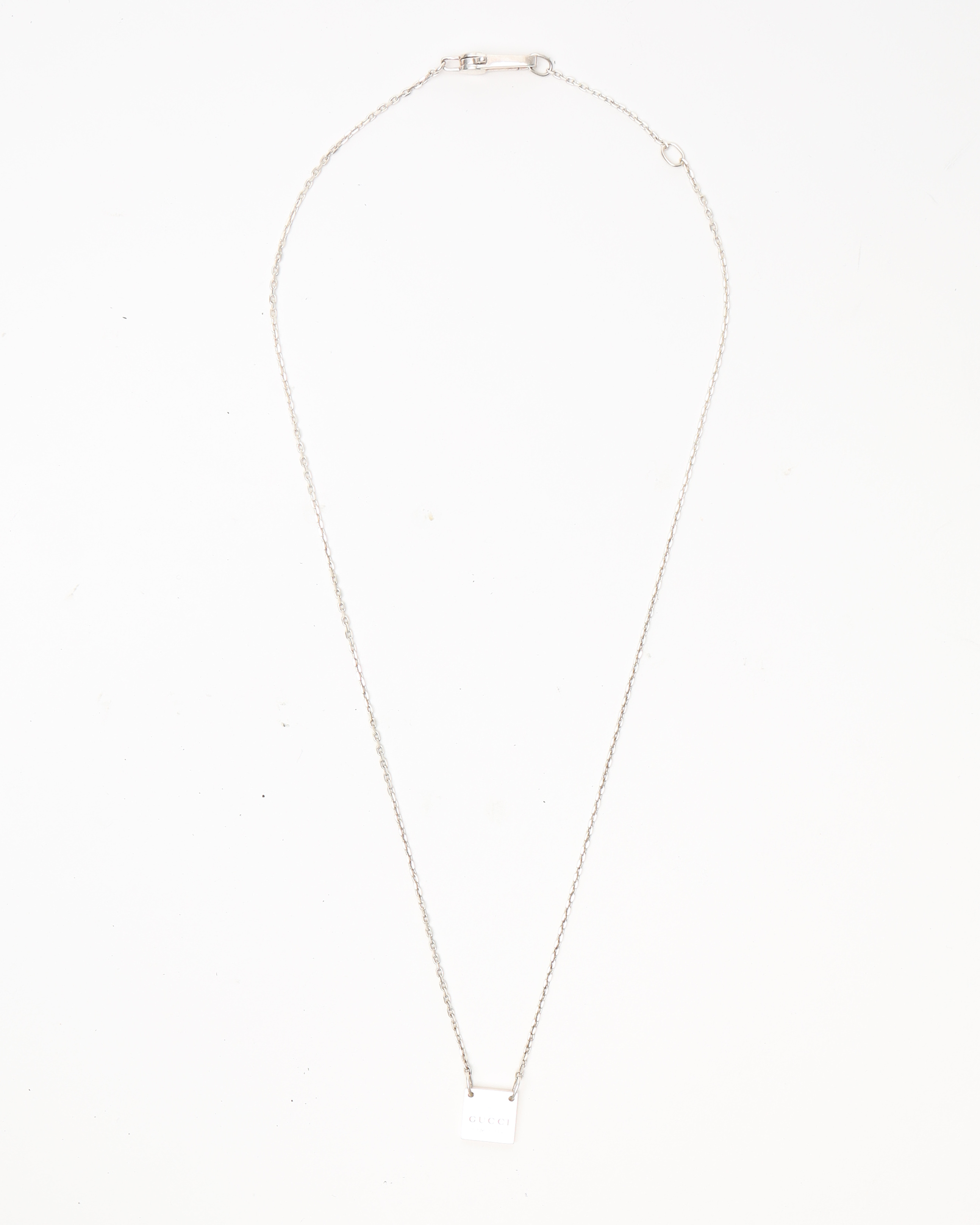 Gucci Square Plate Silver Necklace