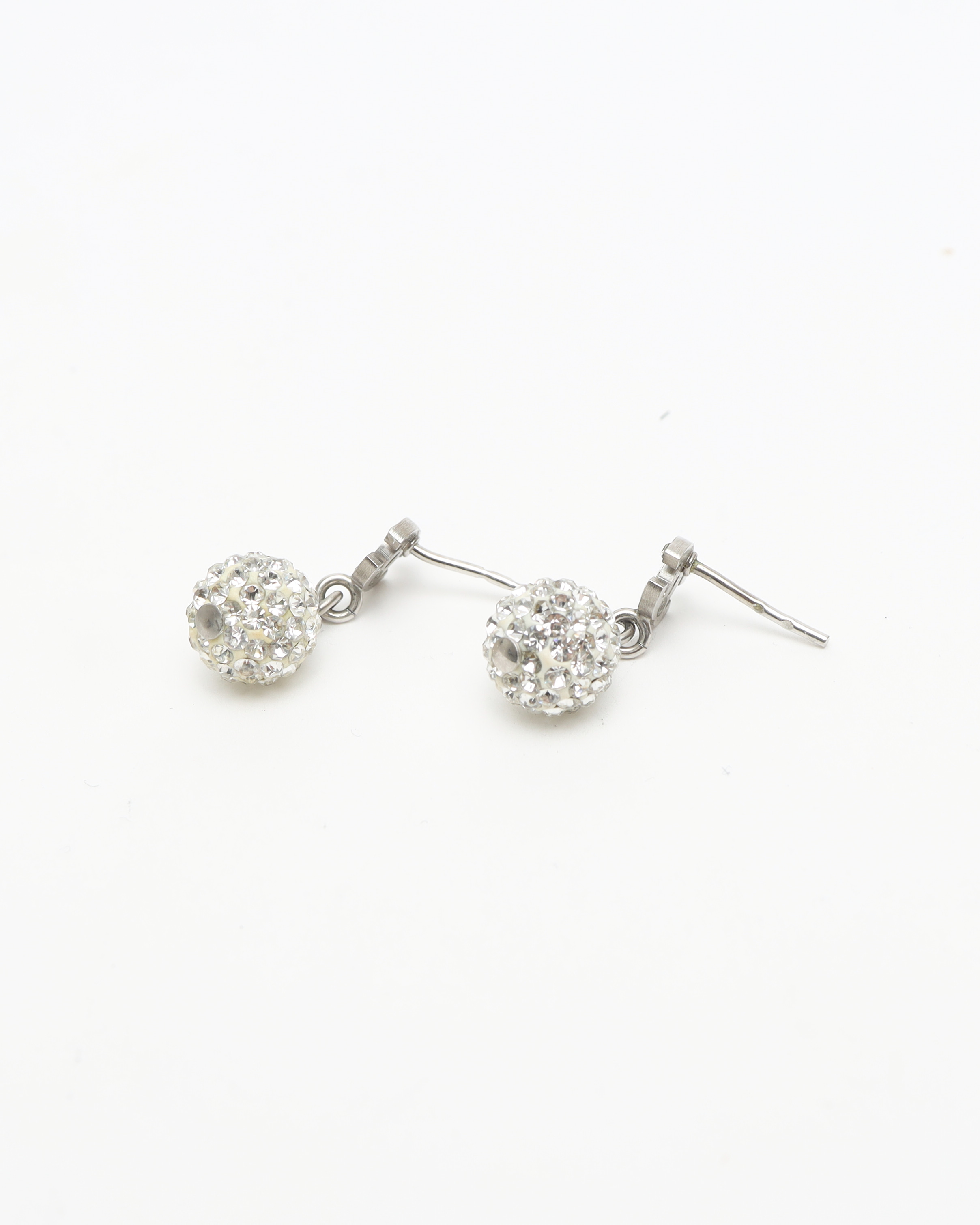 Pre-owned Chanel Coco Mark Rhinestone Dangling Earrings