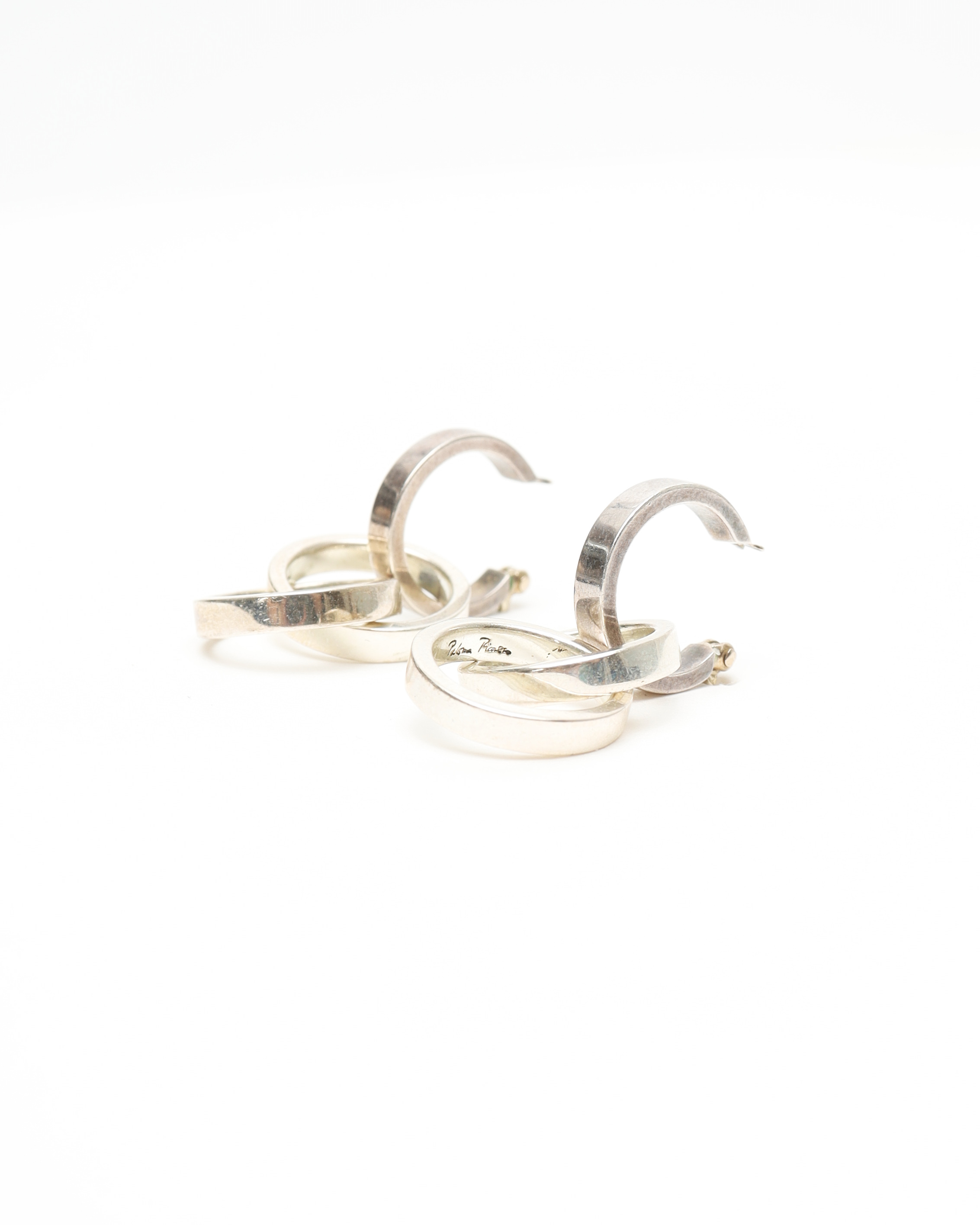Tiffany & Co Triple Interlocking Circle Dangling Silver Earrings