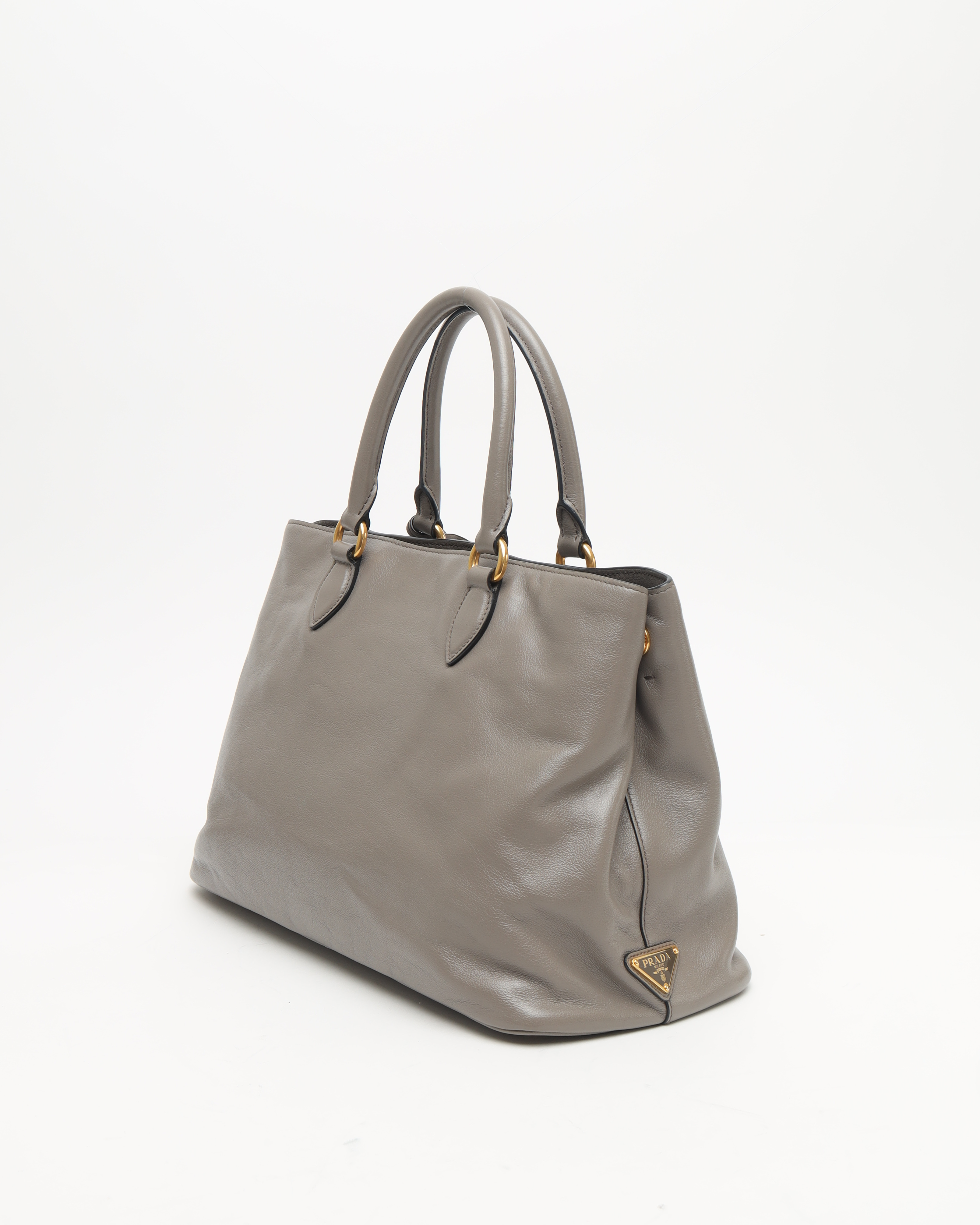Prada Glace Logo Tote Bag In Gray