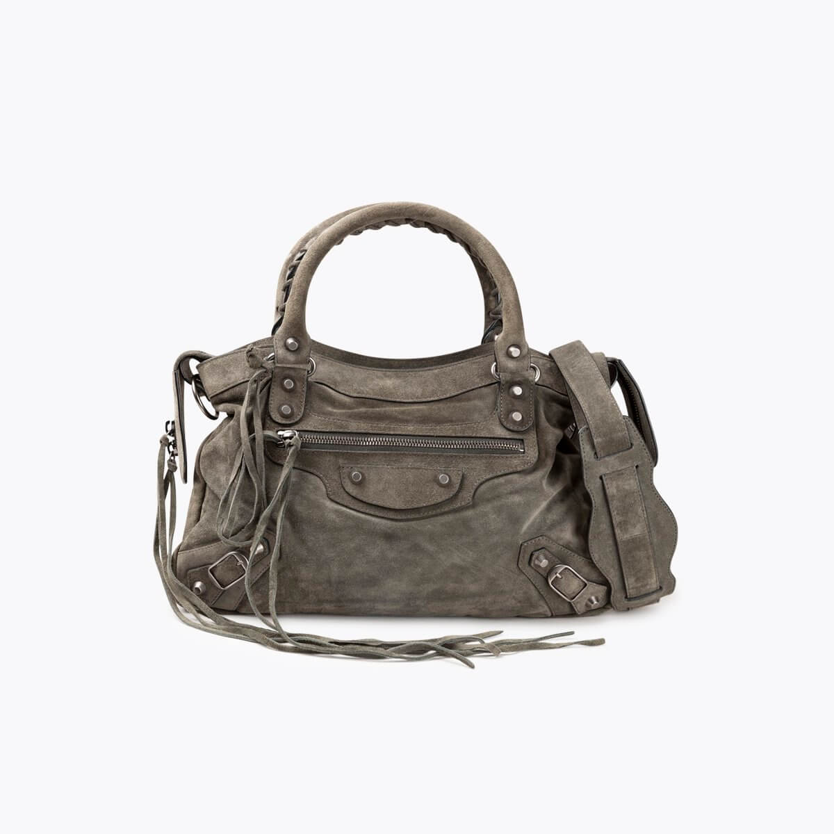 BALENCIAGA Motocross Suede Town Bag