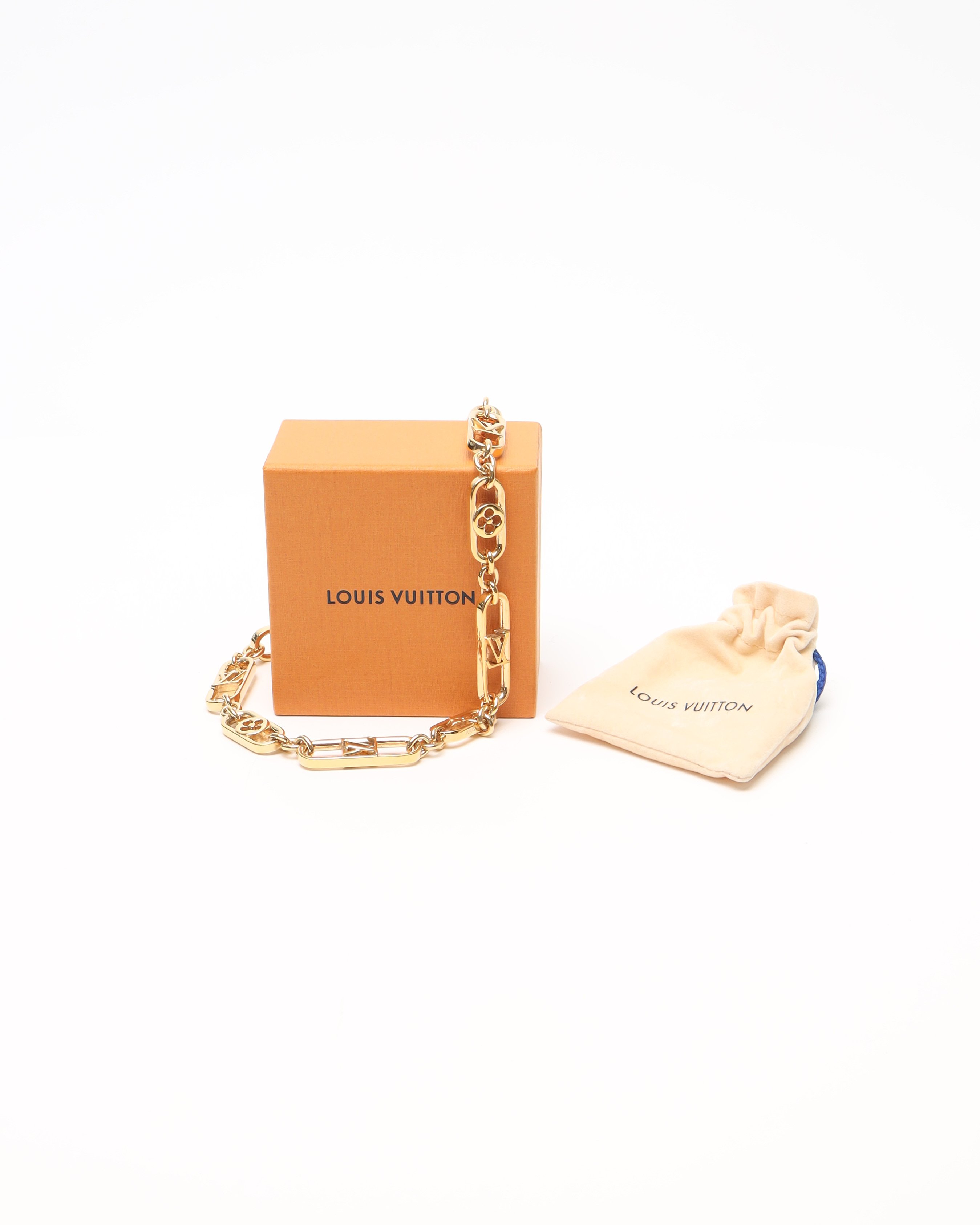Pre-owned Louis Vuitton My Lv Chain Necklace In Gold