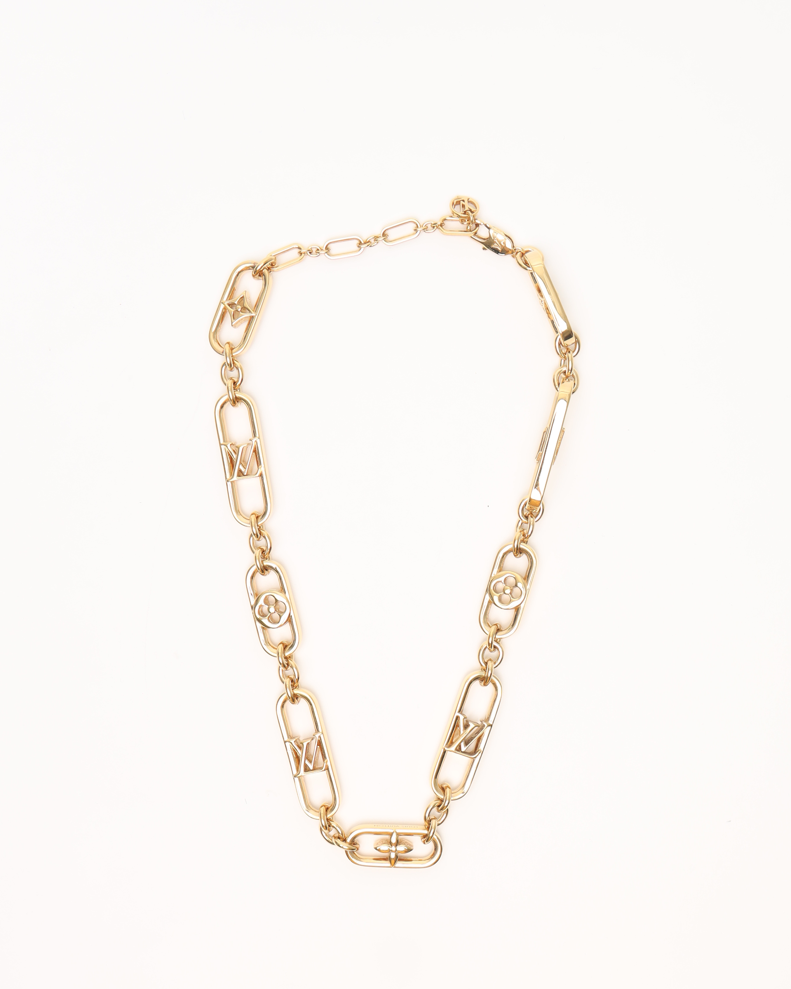 Pre-owned Louis Vuitton My Lv Chain Necklace In Gold