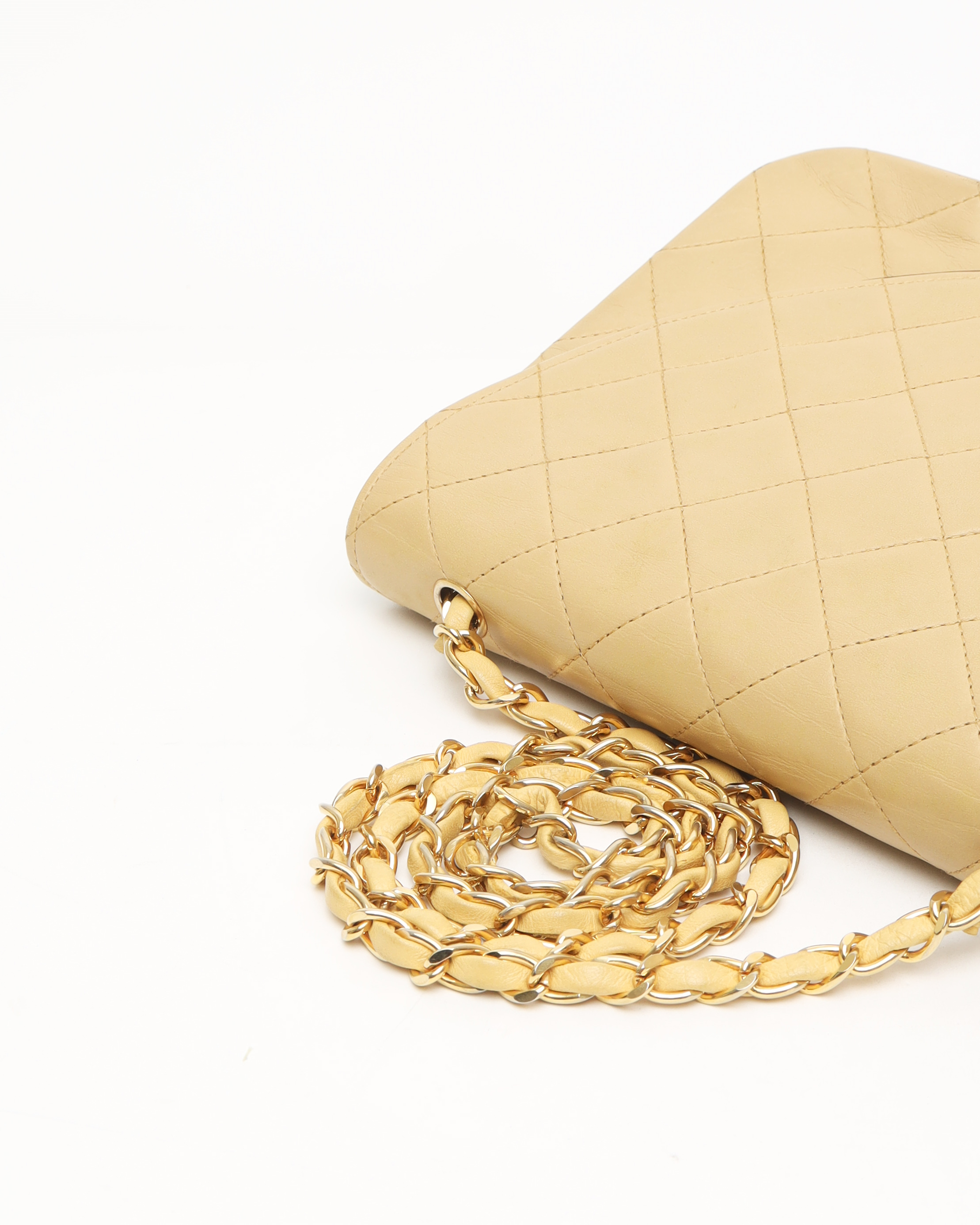 Pre-owned Chanel Classic Mini Single Flap Bag In Sand