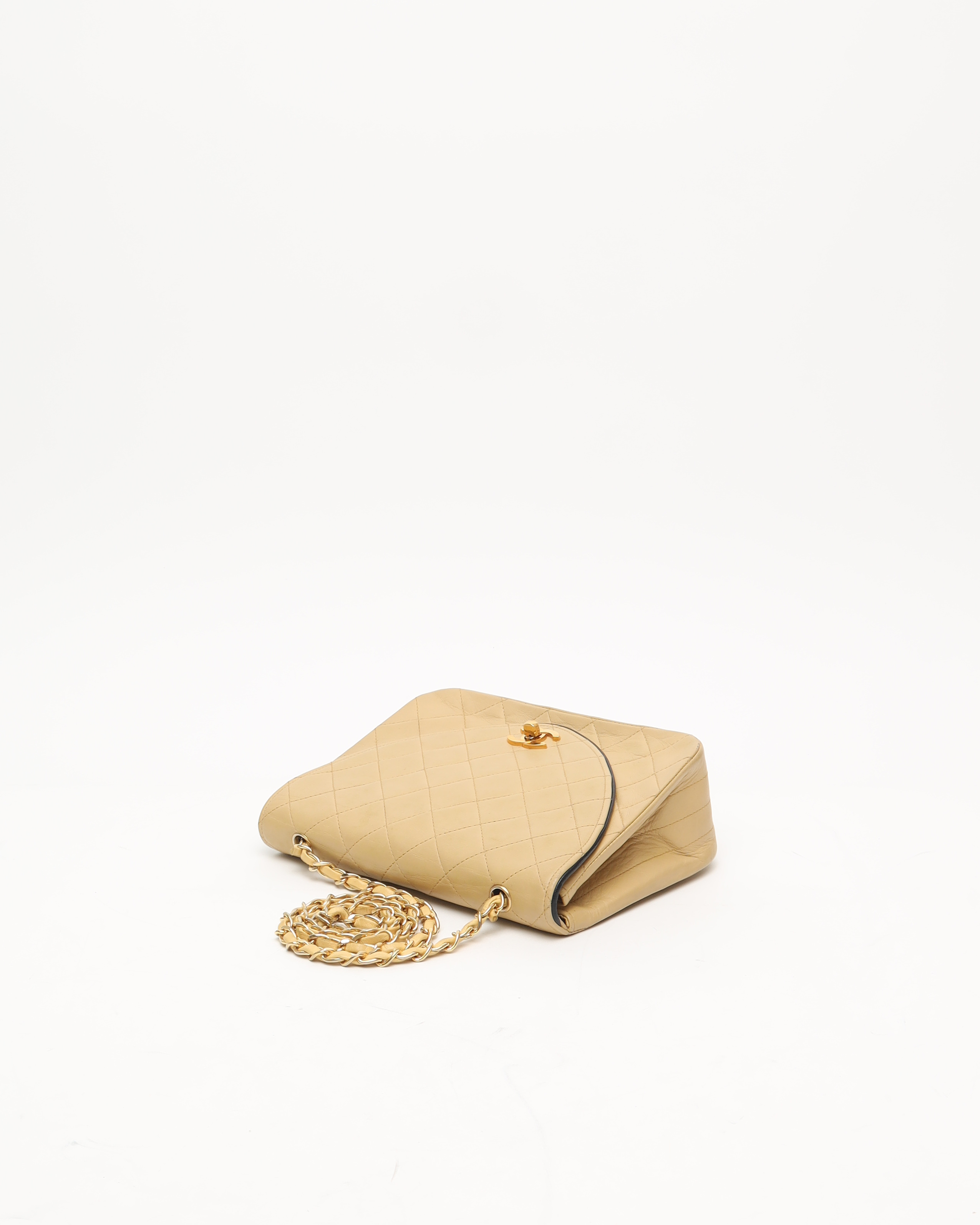 Pre-owned Chanel Classic Mini Single Flap Bag In Sand