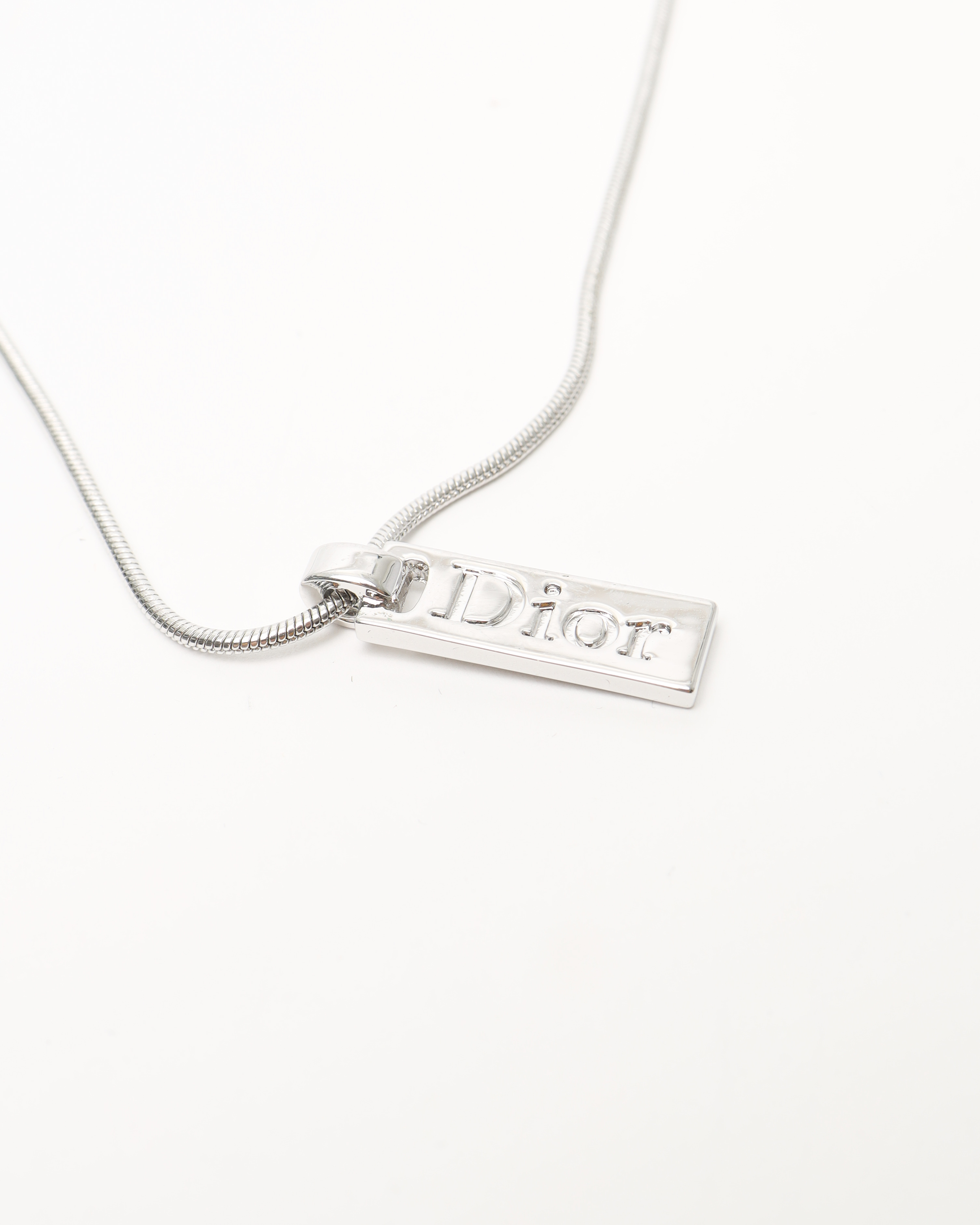 Dior Christian Logo Plate Necklace