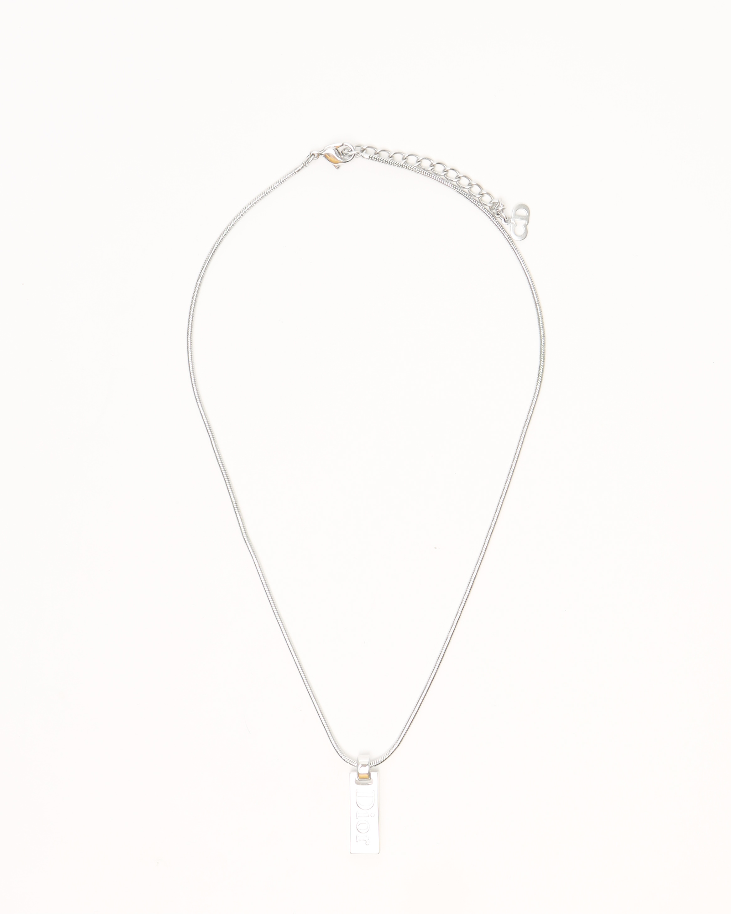 Dior Christian Logo Plate Necklace