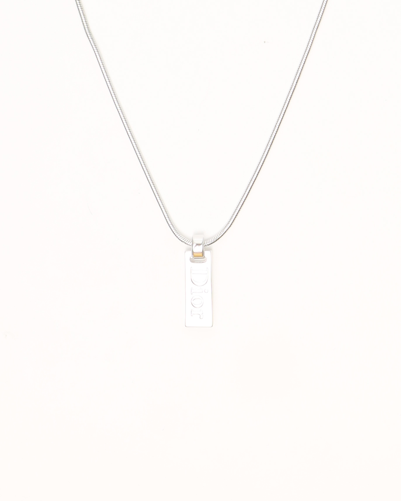 Dior Christian Logo Plate Necklace