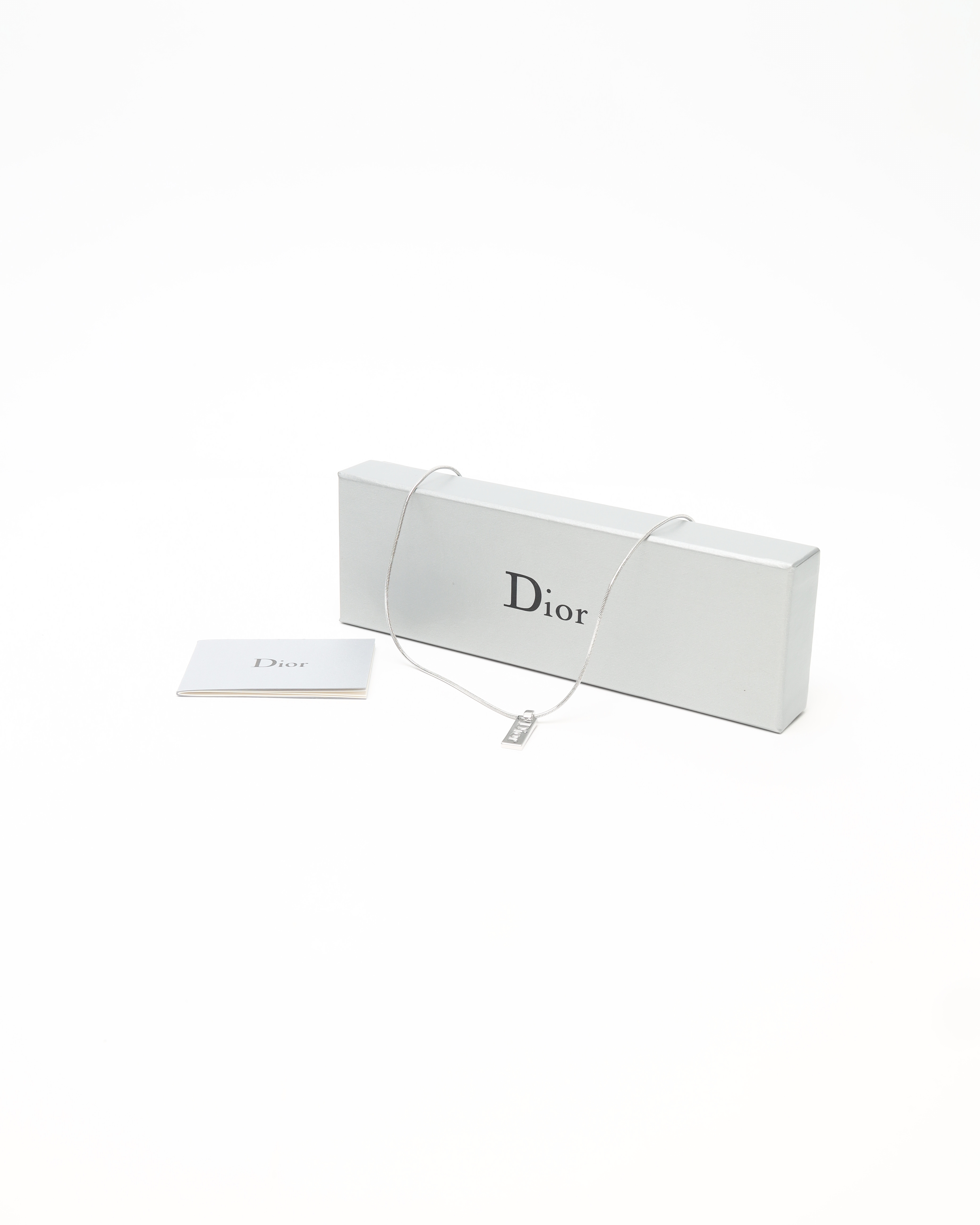 Dior Christian Logo Plate Necklace