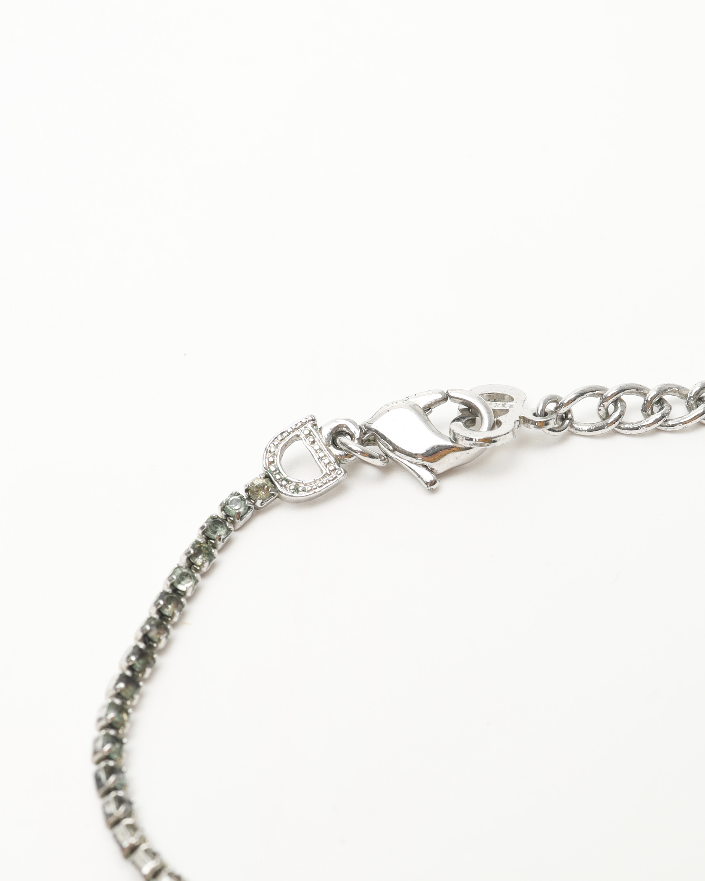 Dior Christian Logo Rhinestone Necklace