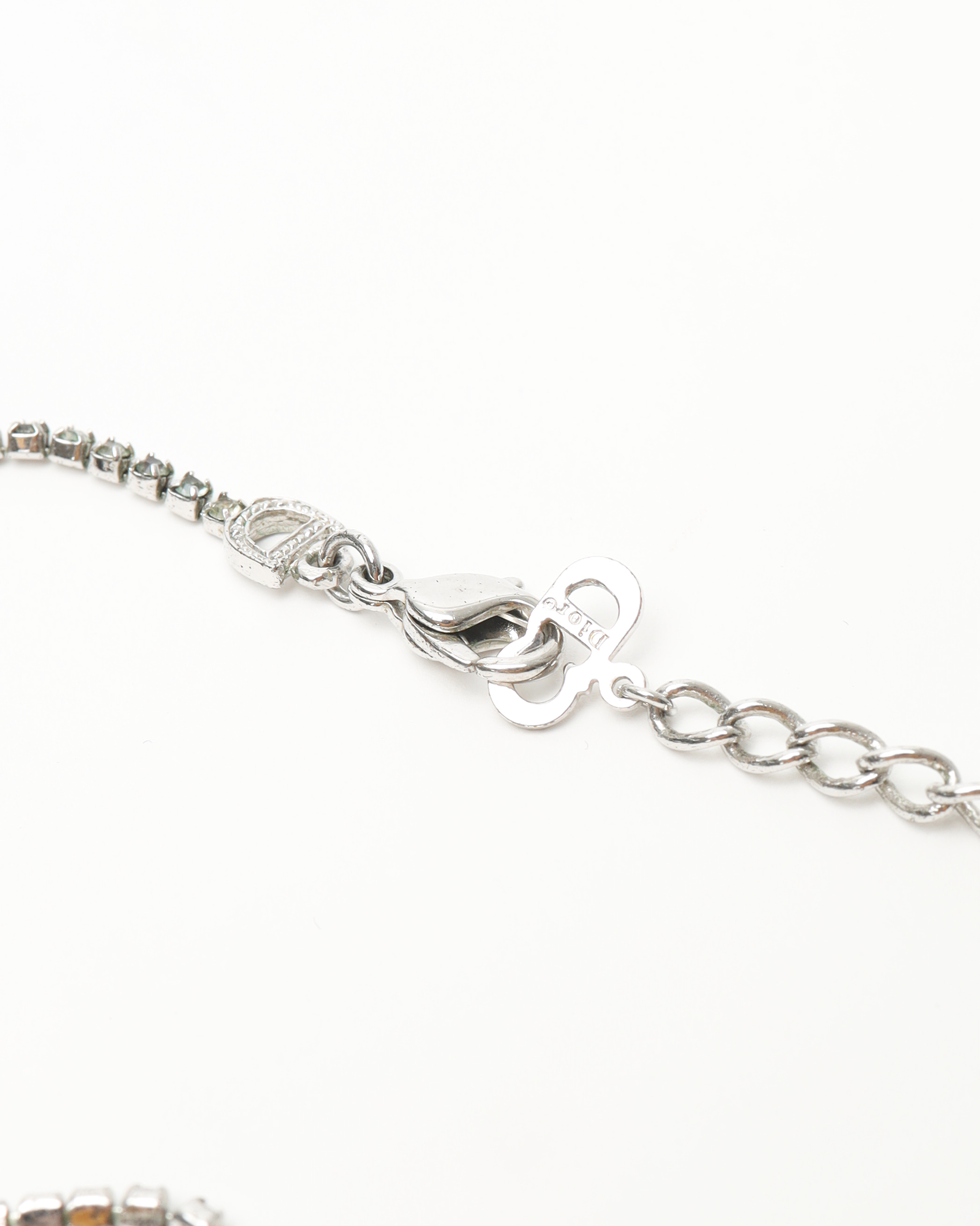 Dior Christian Logo Rhinestone Necklace