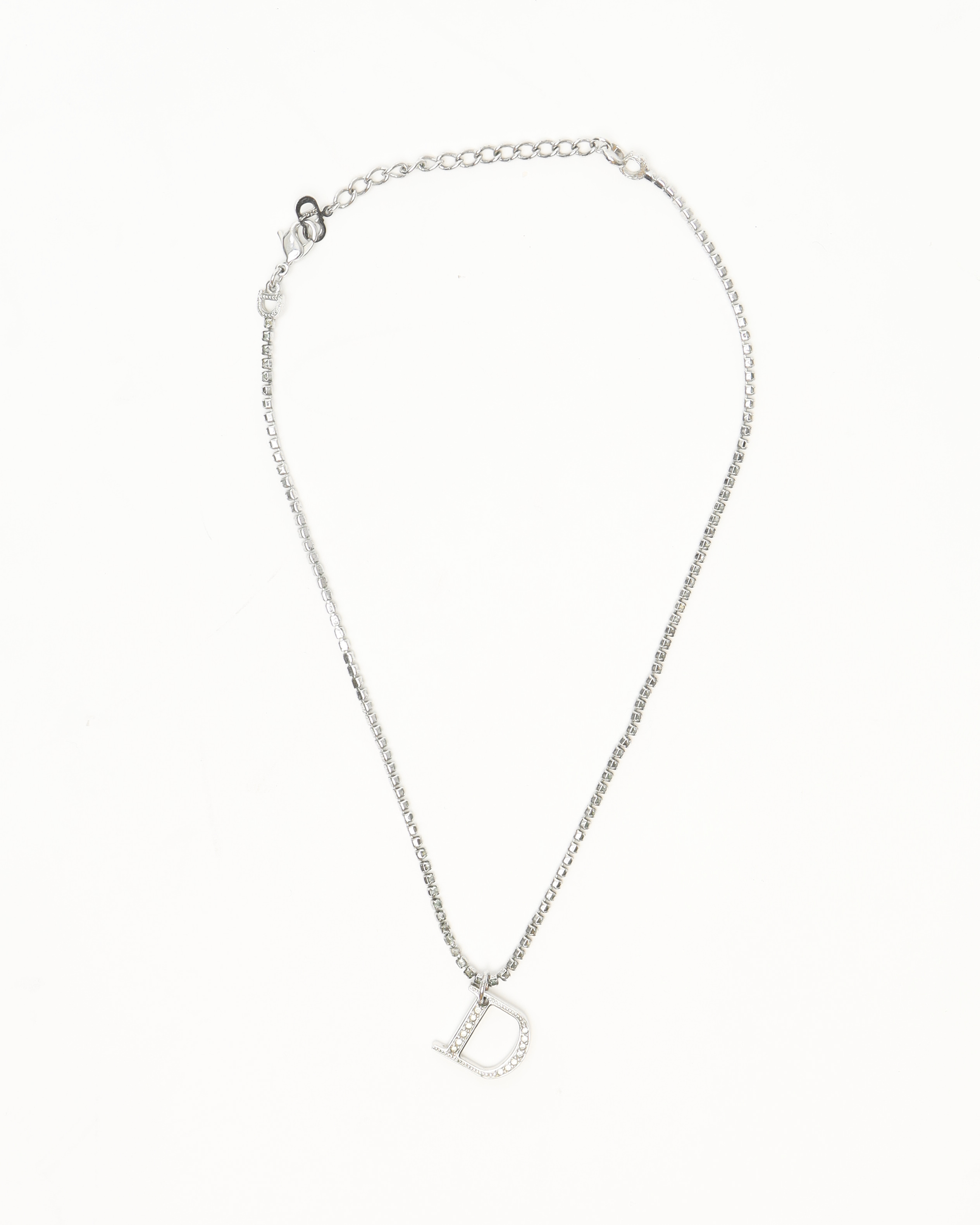 Dior Christian Logo Rhinestone Necklace
