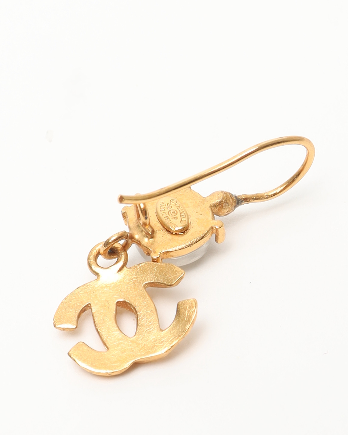 Pre-owned Chanel Coco Mark Stone Gold Earrings