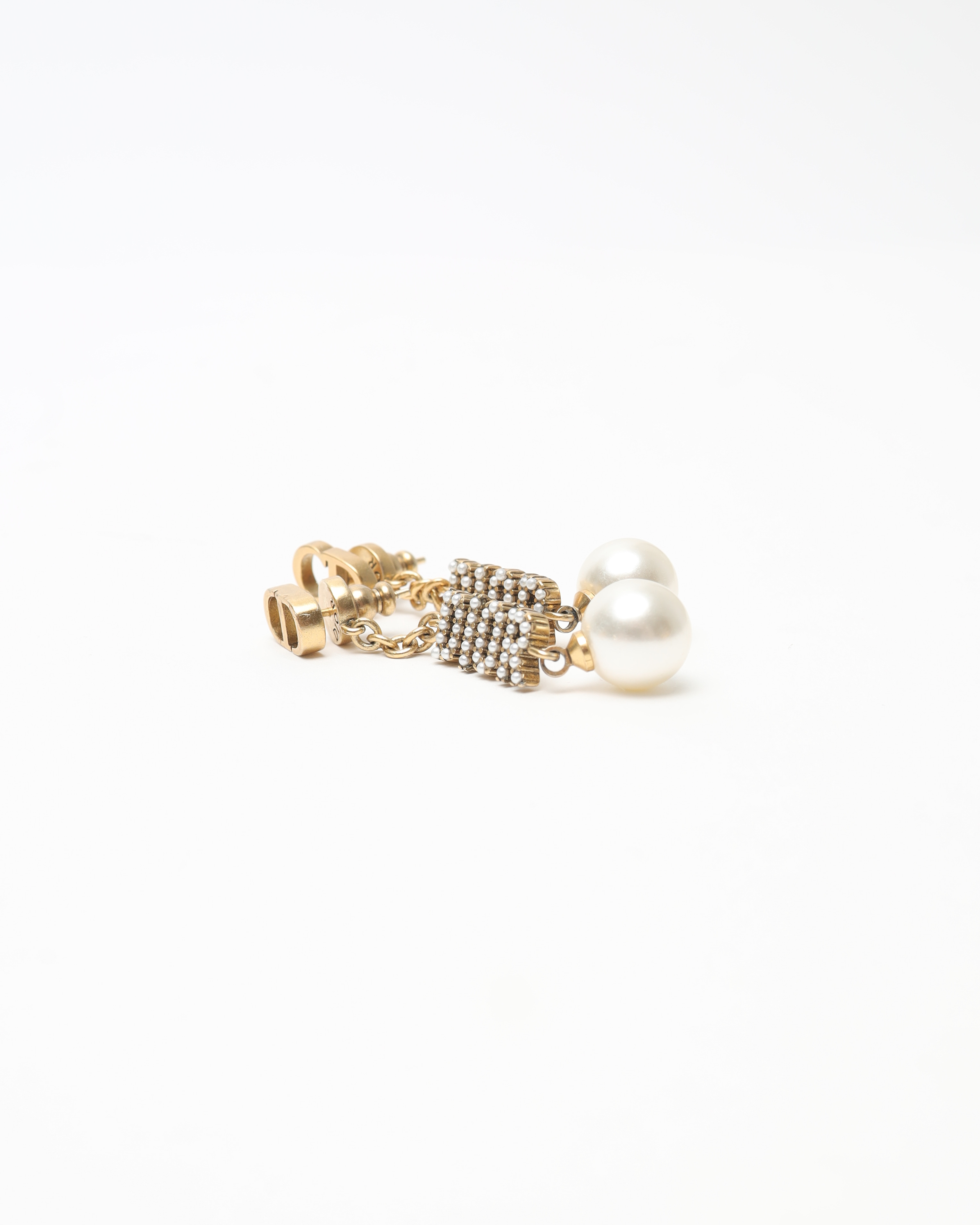 Dior Christian  Cd Pearl Dangling Earrings
