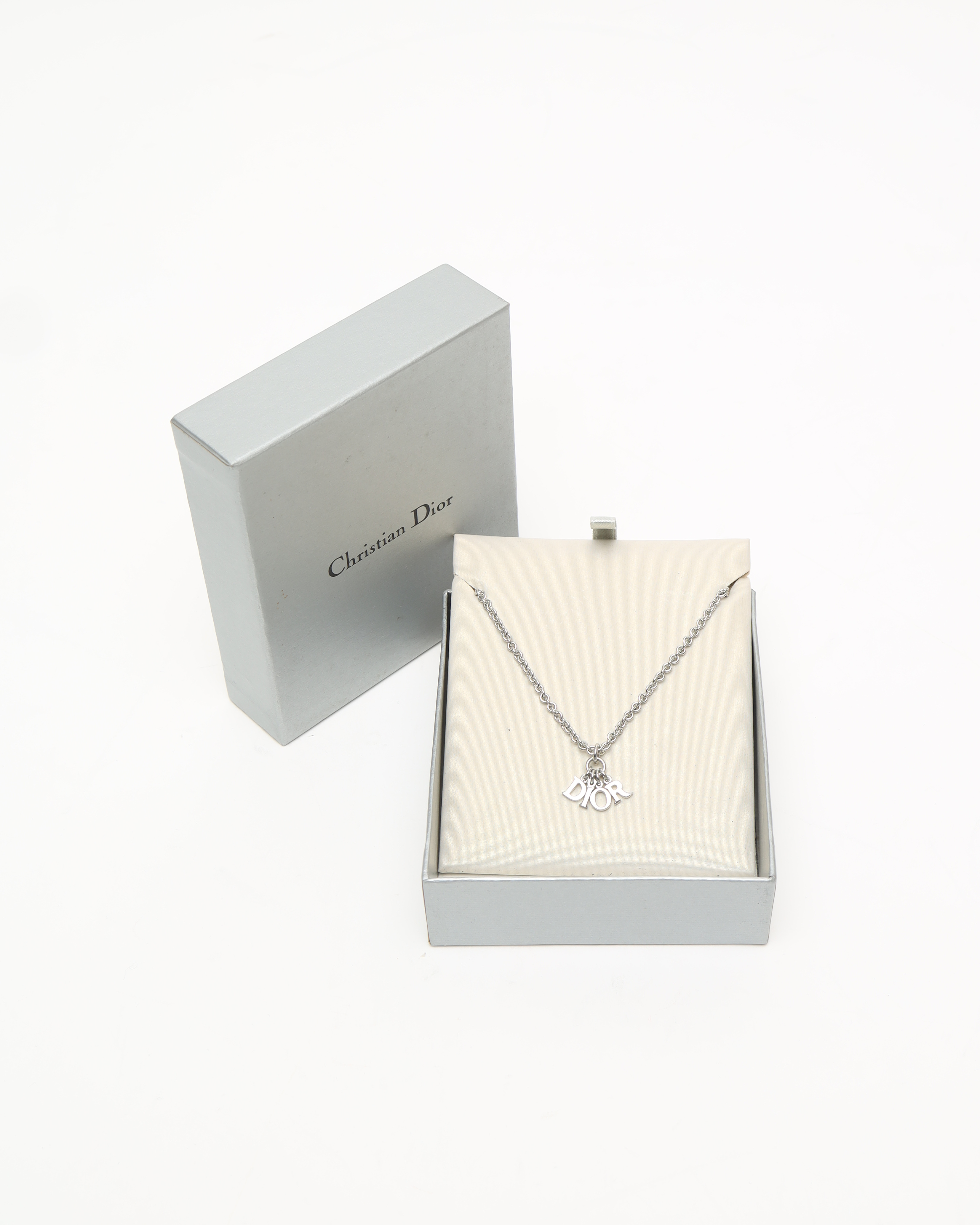 Dior Christian Logo Charm Necklace
