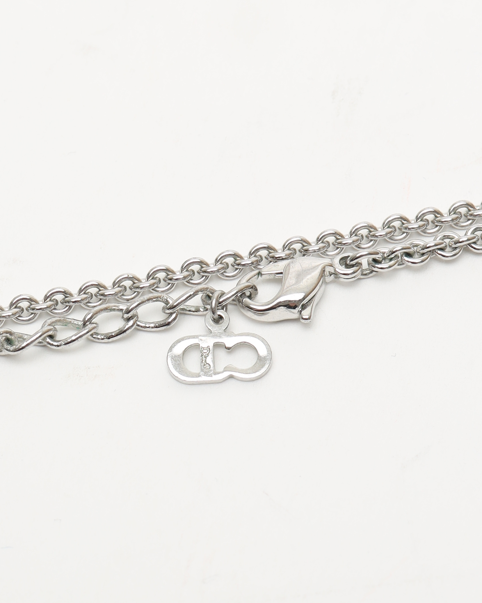 Dior Christian Logo Charm Necklace