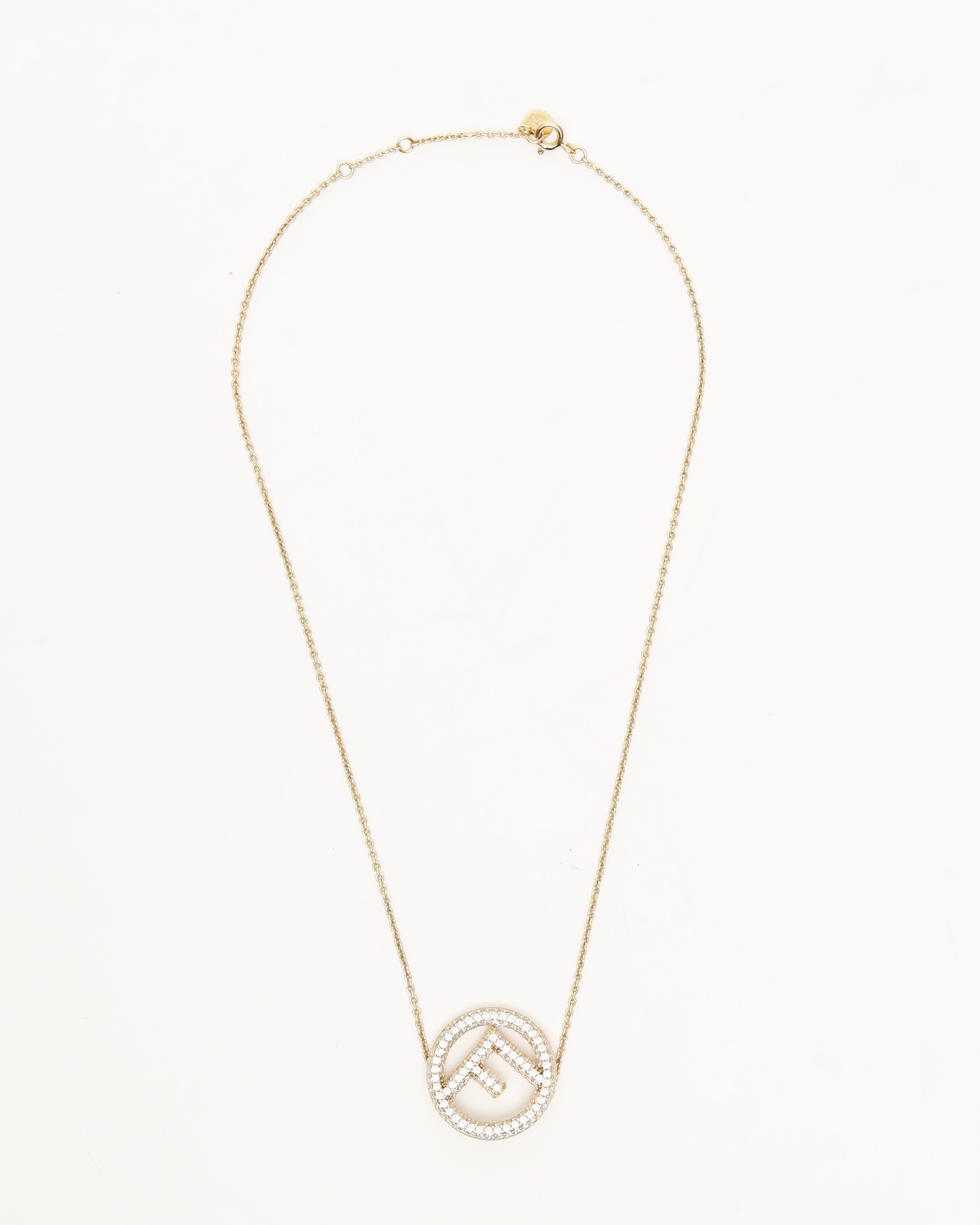 Fendi Circle F Rhinestone Necklace