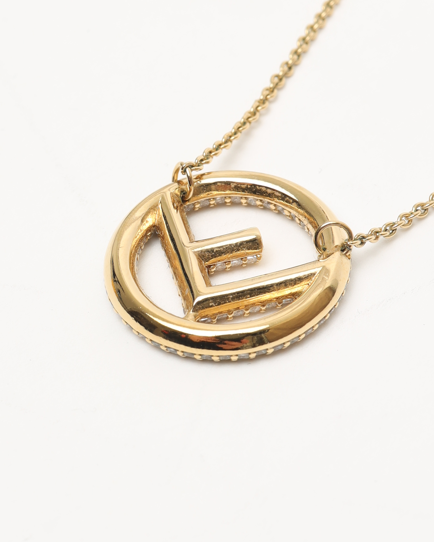 Fendi Circle F Rhinestone Necklace