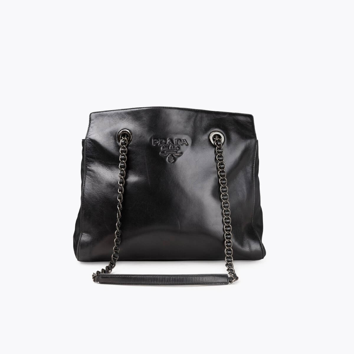 PRADA Leather Chain Tote Bag