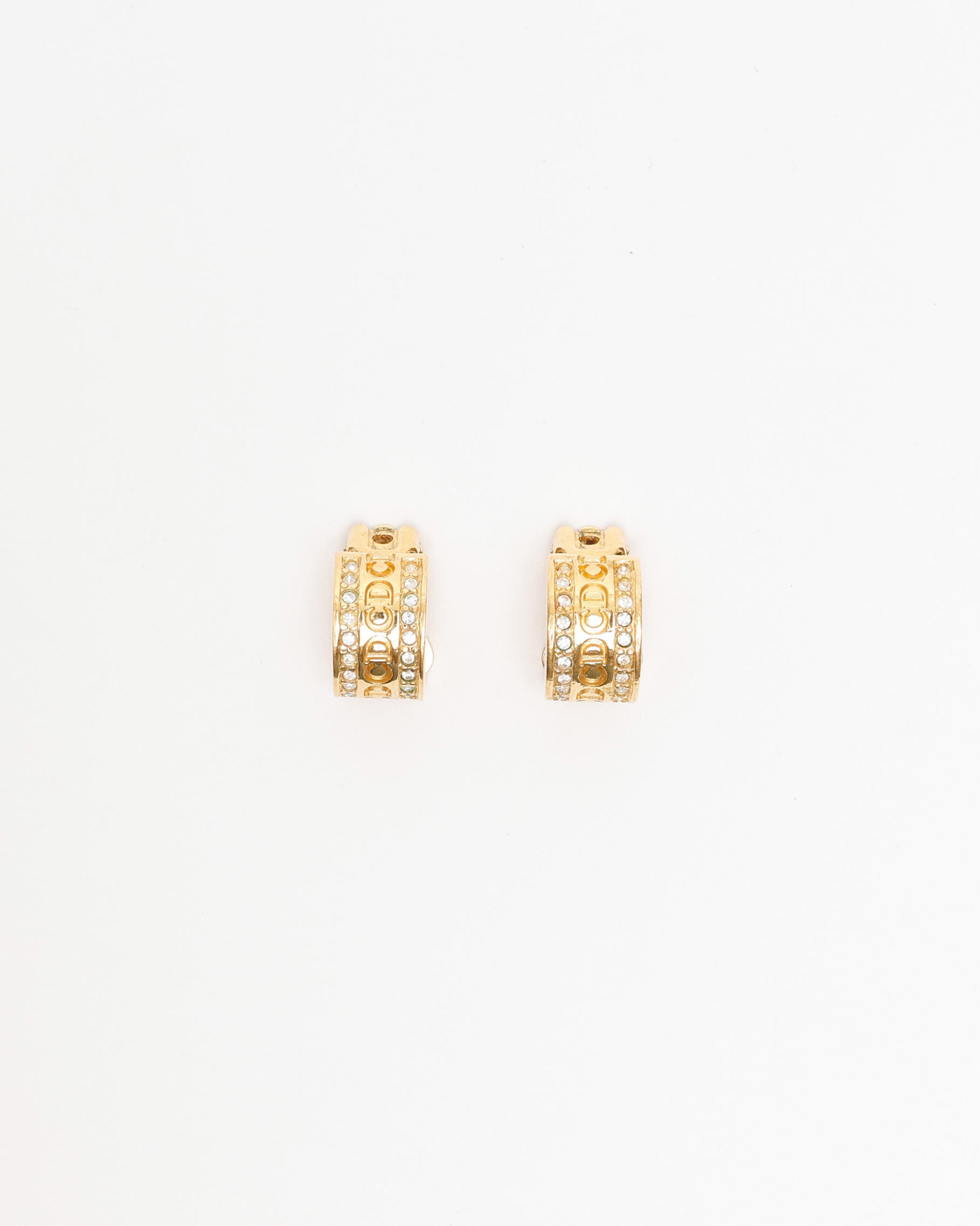 Dior Christian  Rhinestone Gold Plated Clip-on Earrings