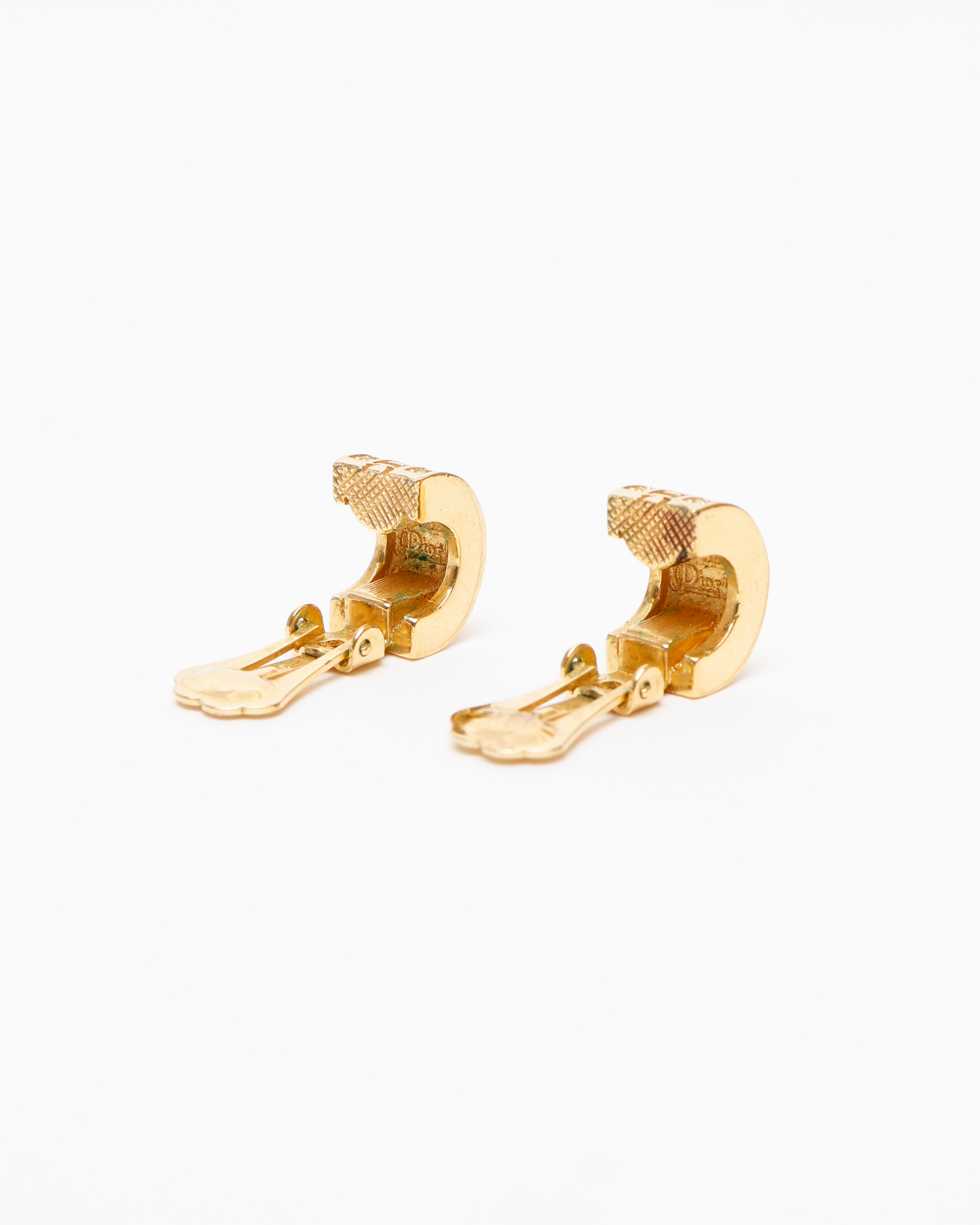 Dior Christian  Rhinestone Gold Plated Clip-on Earrings