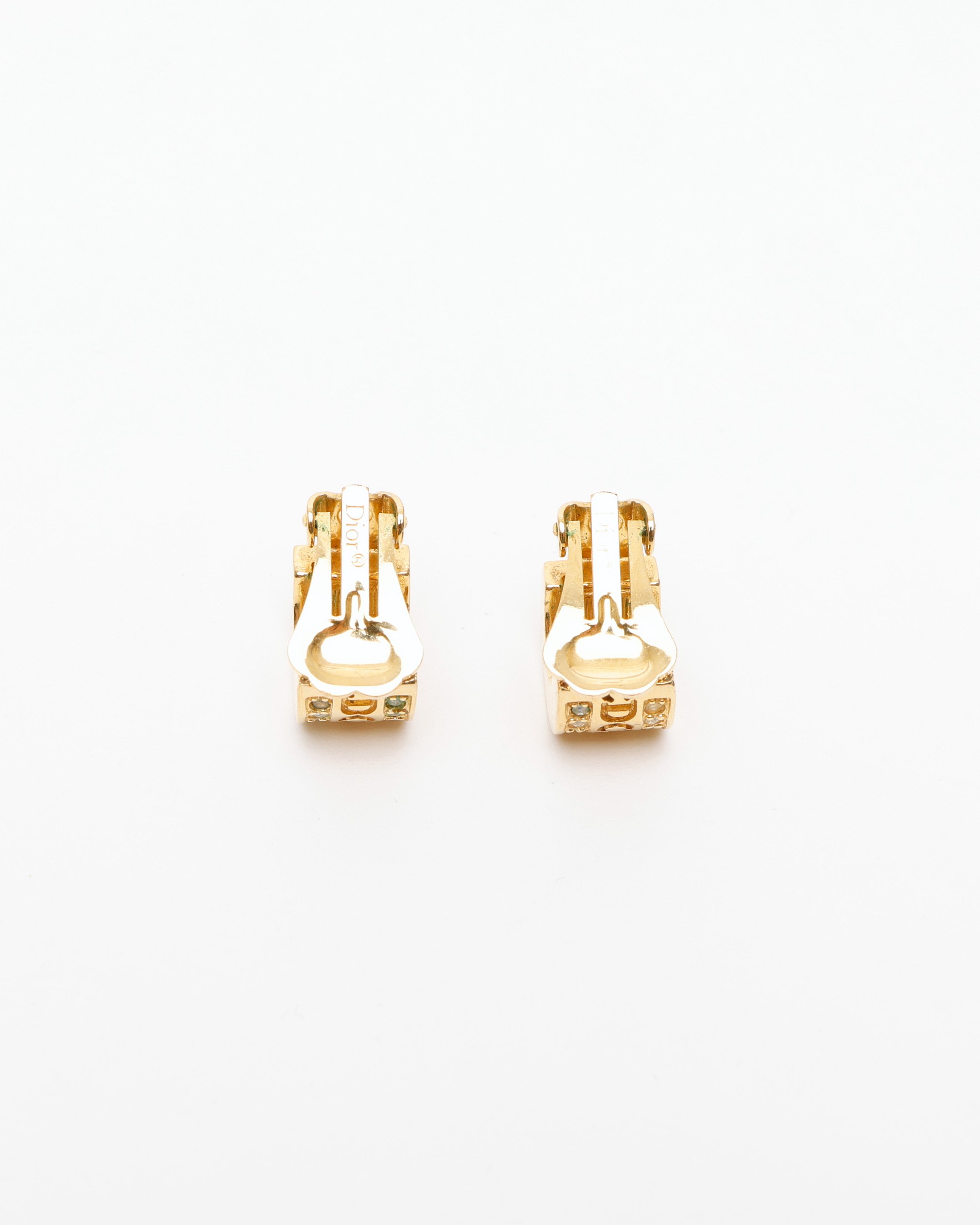 Dior Christian  Rhinestone Gold Plated Clip-on Earrings