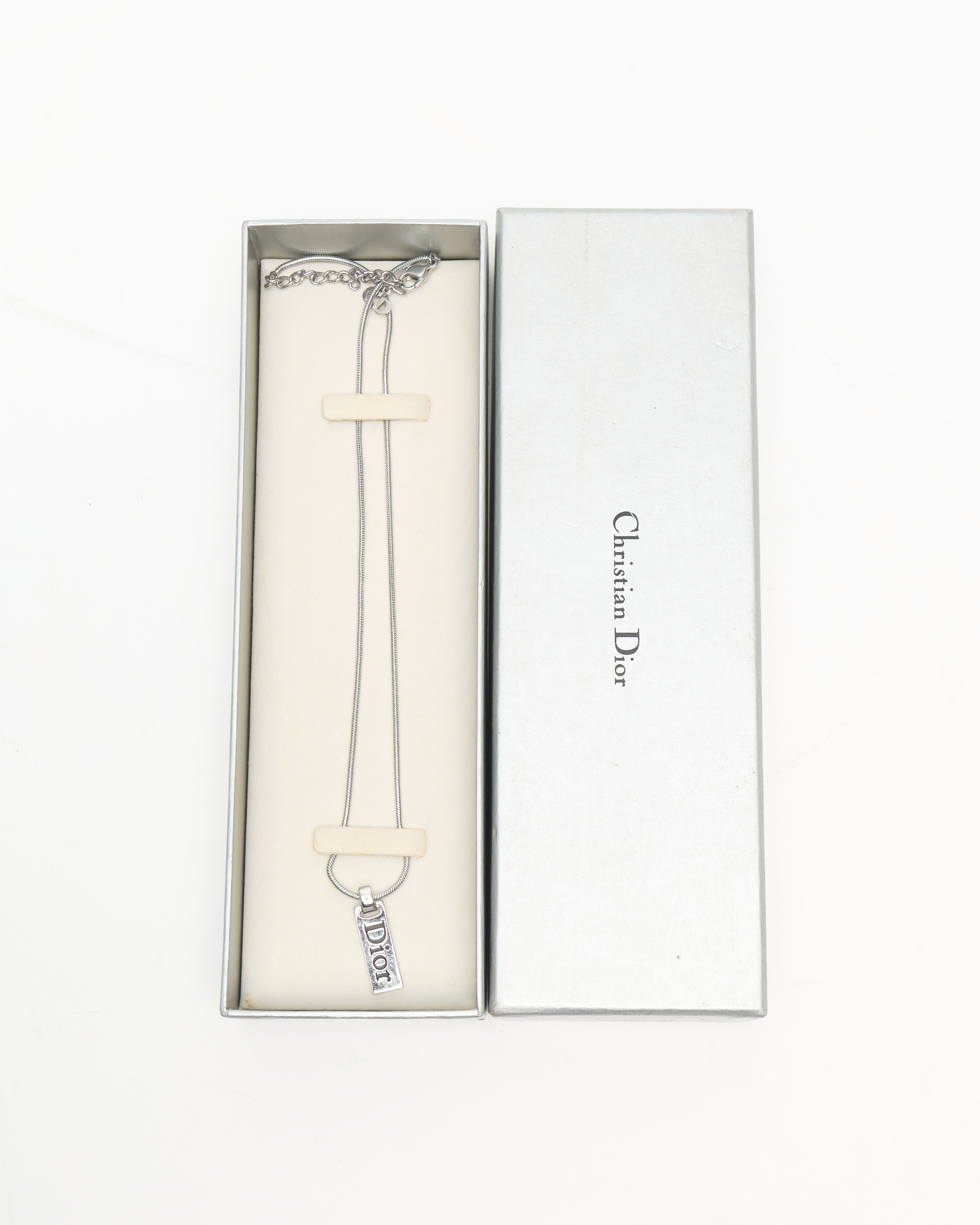 Dior Christian Logo Plate Halskette