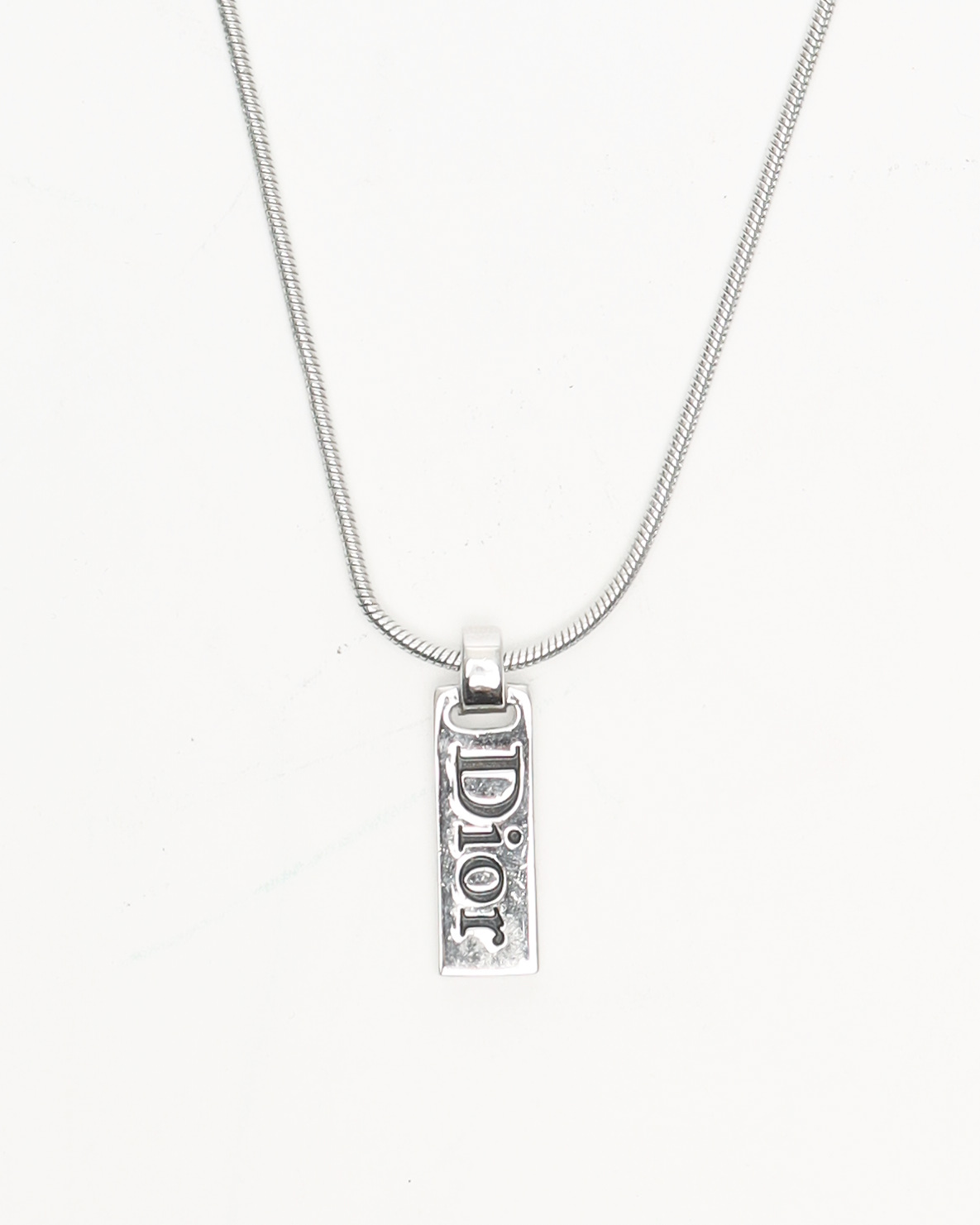 Dior Christian Logo Plate Halskette