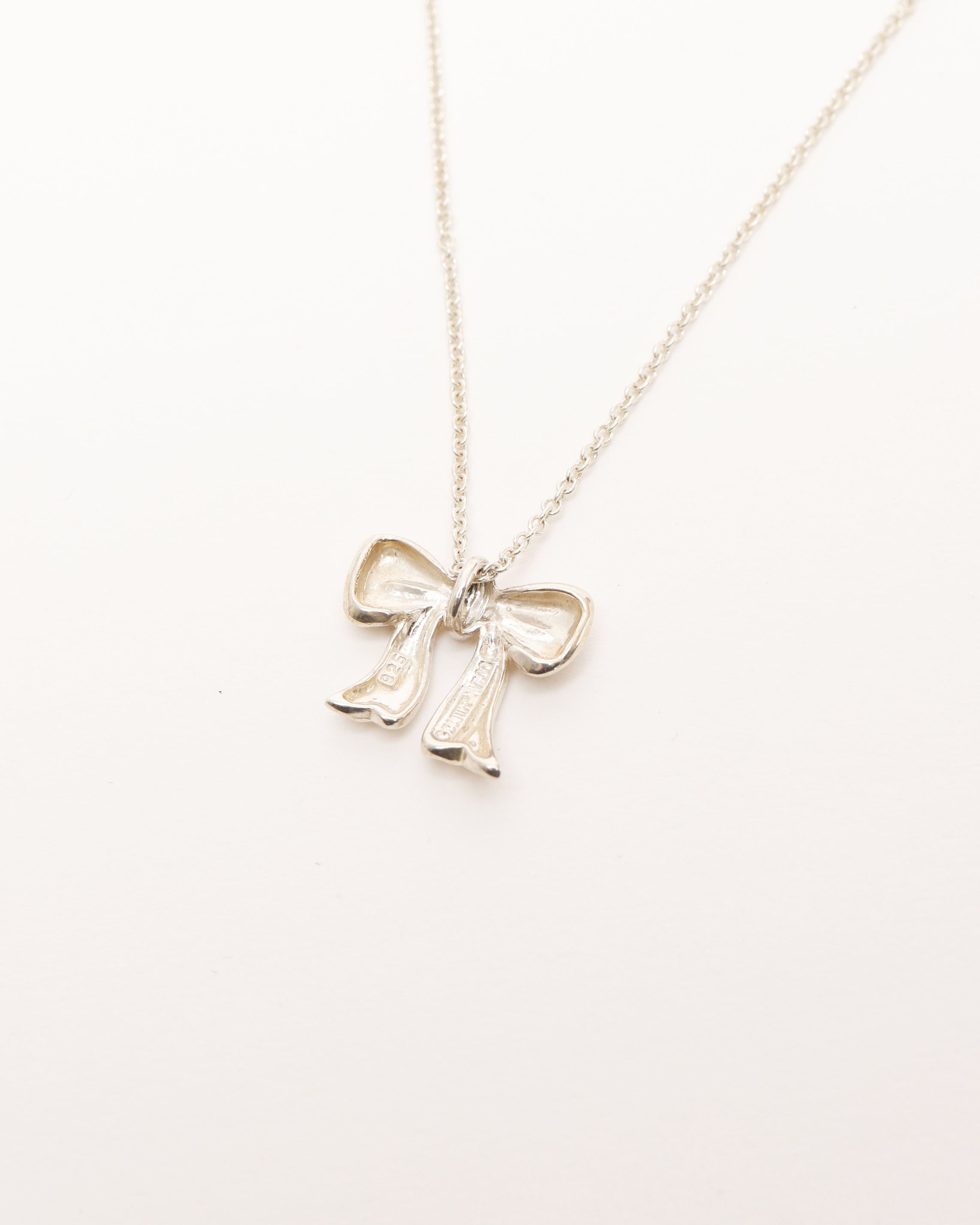 Tiffany & Co Ribbon Pendant Silver Necklace