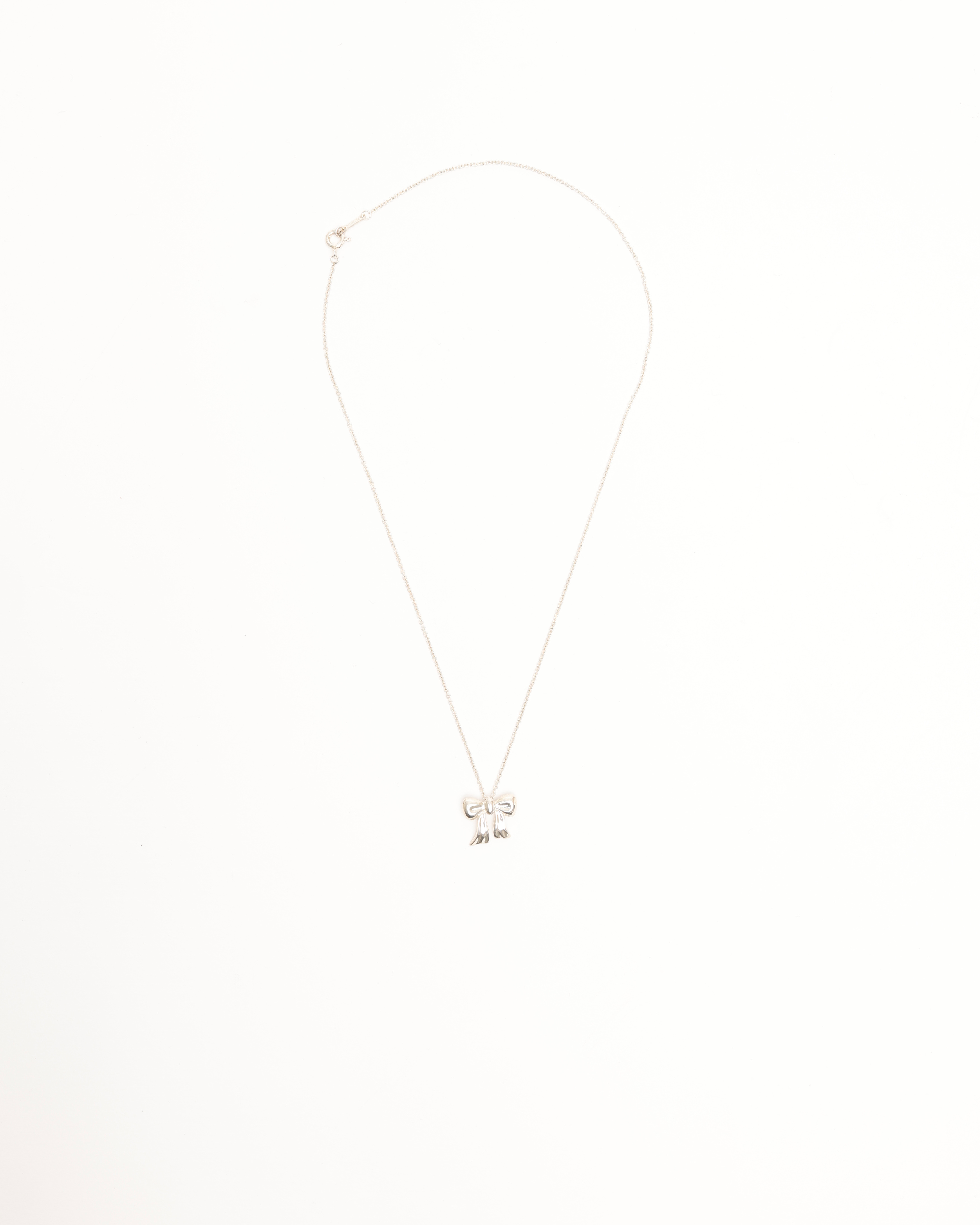 Tiffany & Co Ribbon Pendant Silver Necklace